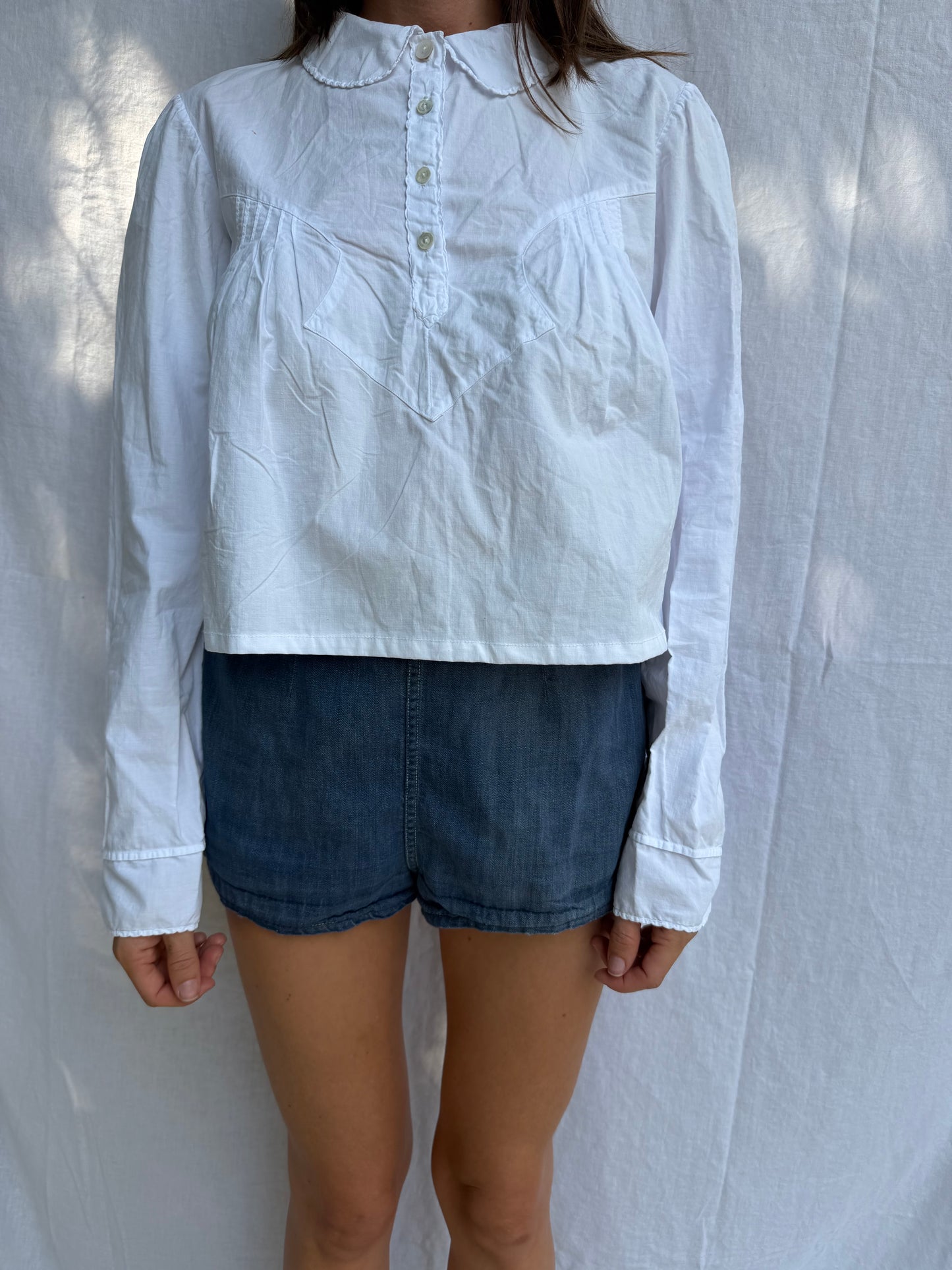 Antique Italian Cotton Cropped Blouse