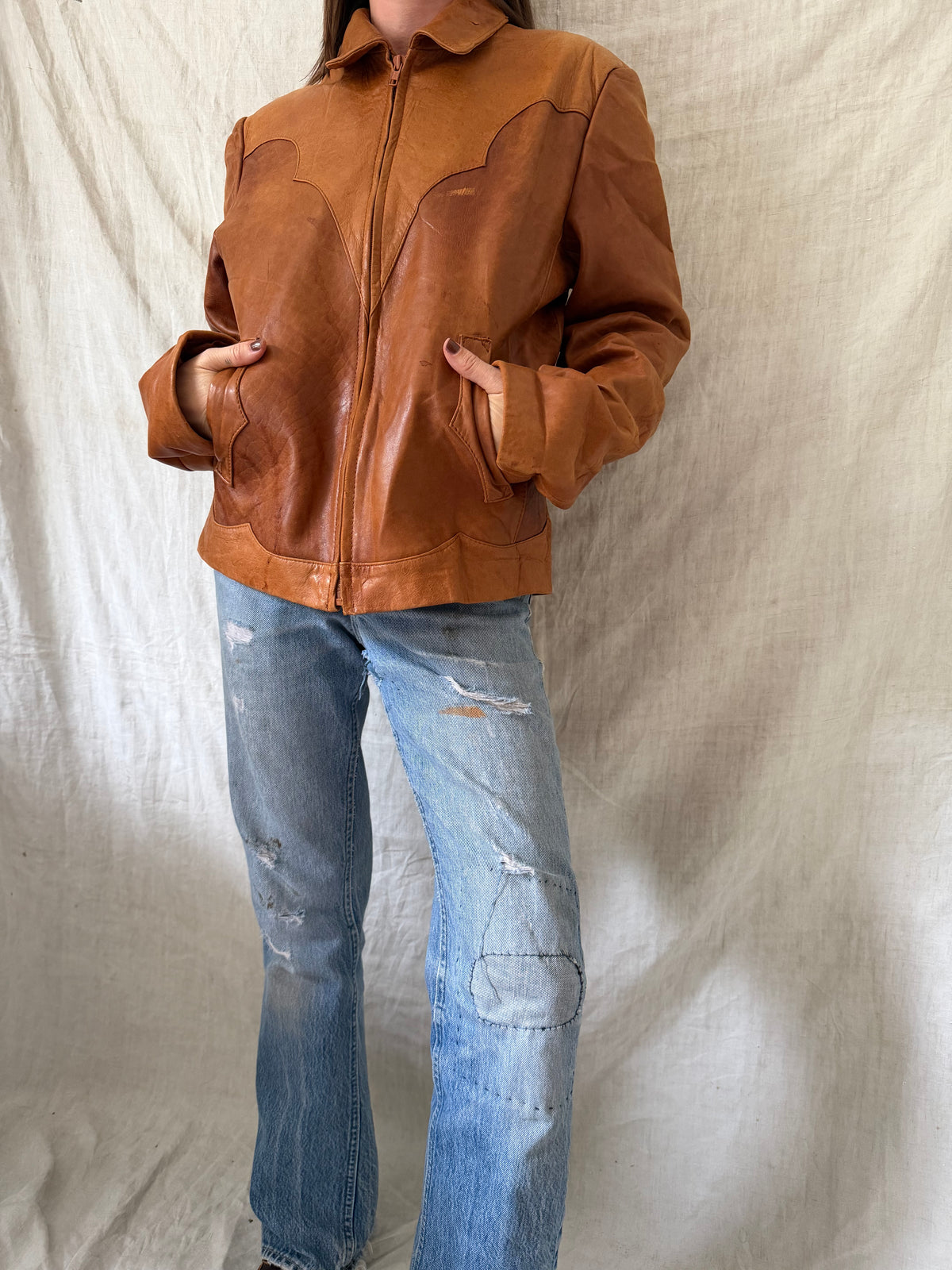 70s Tan Leather Jacket