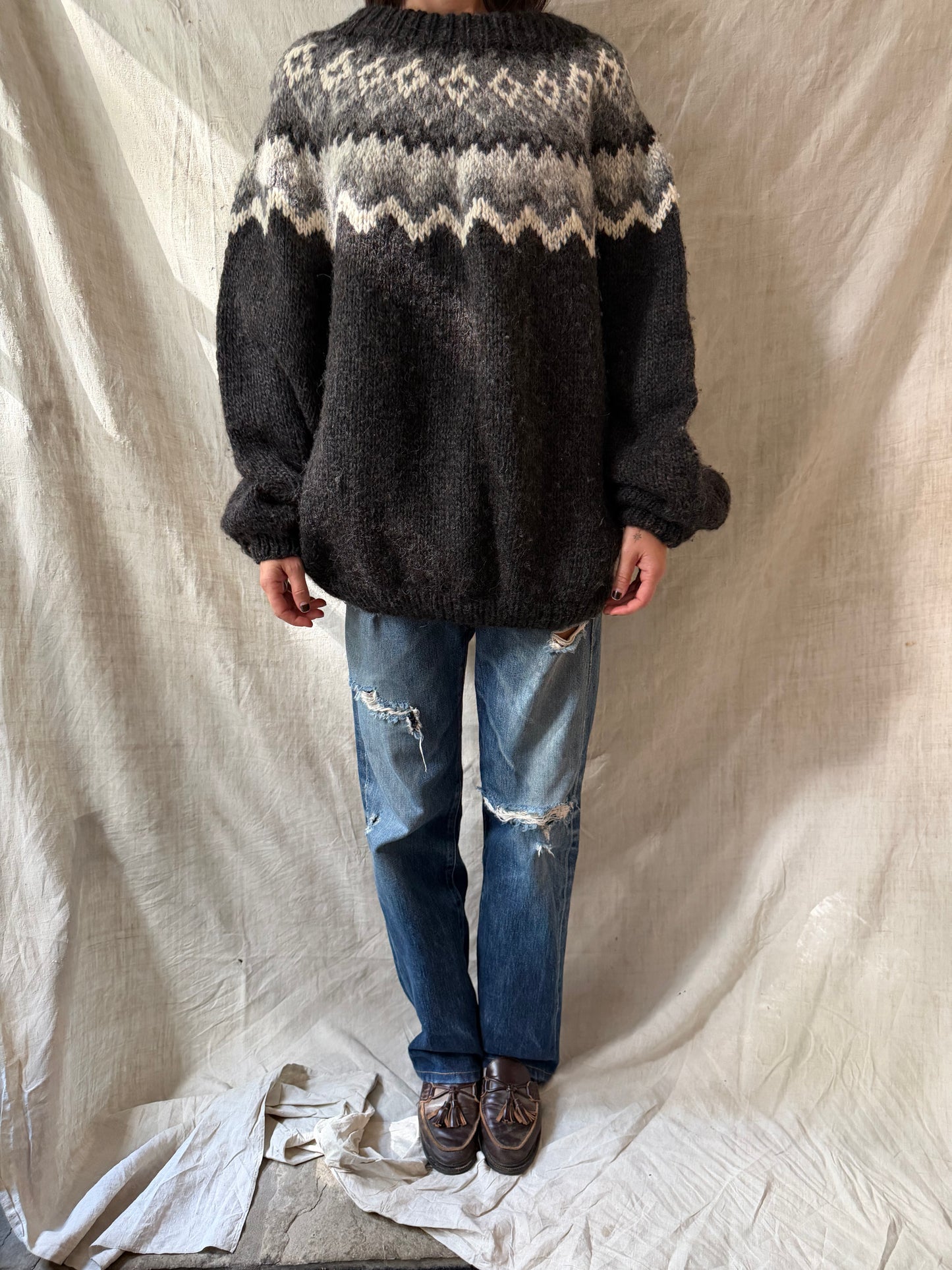 Grey + Black Icelandic Wool Sweater
