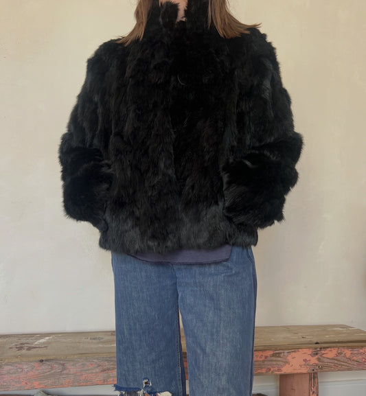 Black rabbit fur jacket