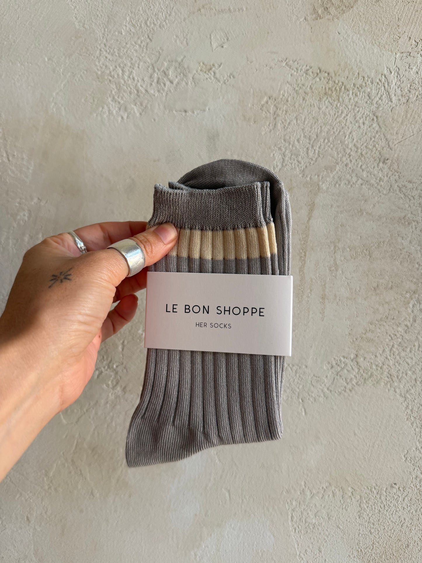Her Socks In Stone White by Le Bon Shoppe
