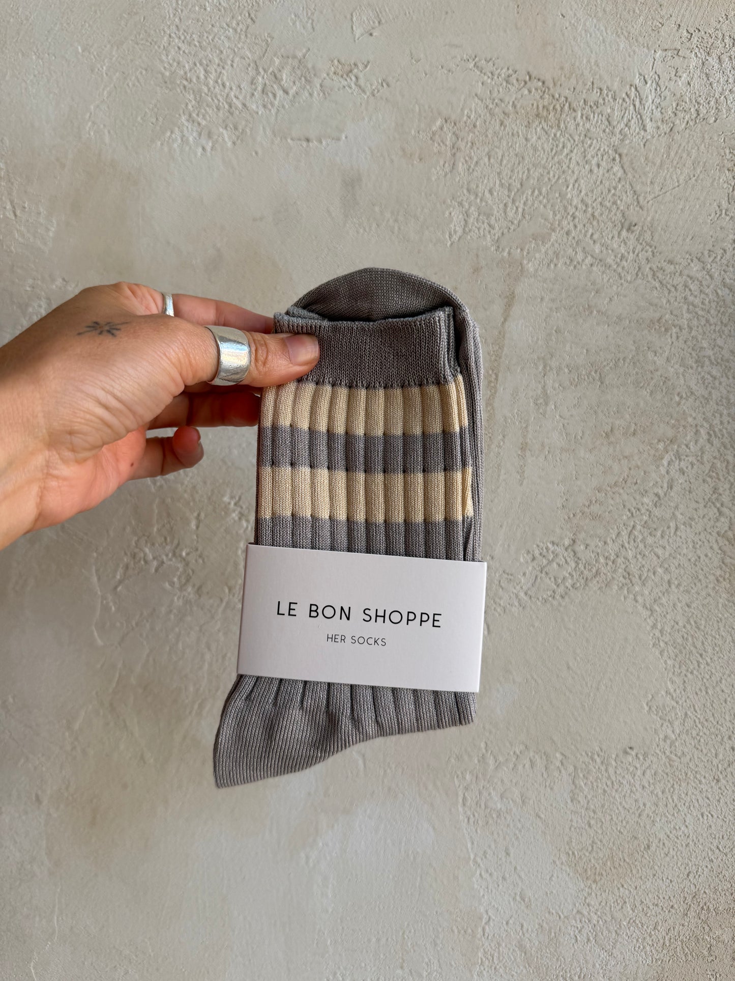 Her Socks In Stone White by Le Bon Shoppe