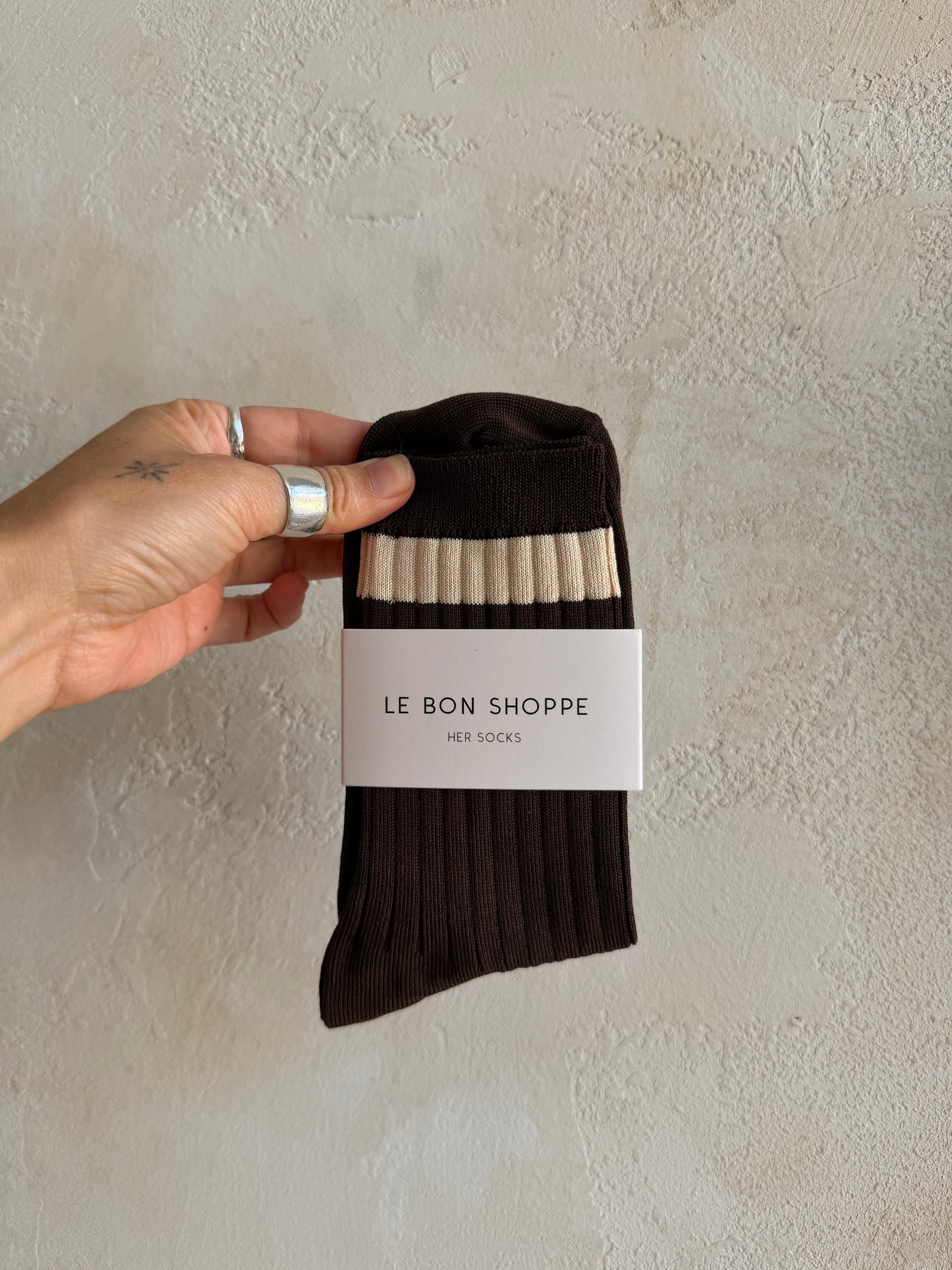 Her Socks In Espresso by Le Bon Shoppe