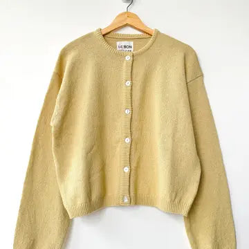 Cotton Leila Cardigan in Custard By Le Bon Shoppe