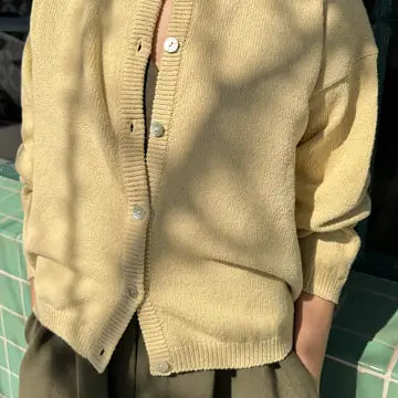 Cotton Leila Cardigan in Custard By Le Bon Shoppe