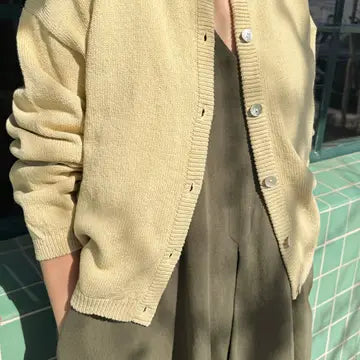 Cotton Leila Cardigan in Custard By Le Bon Shoppe