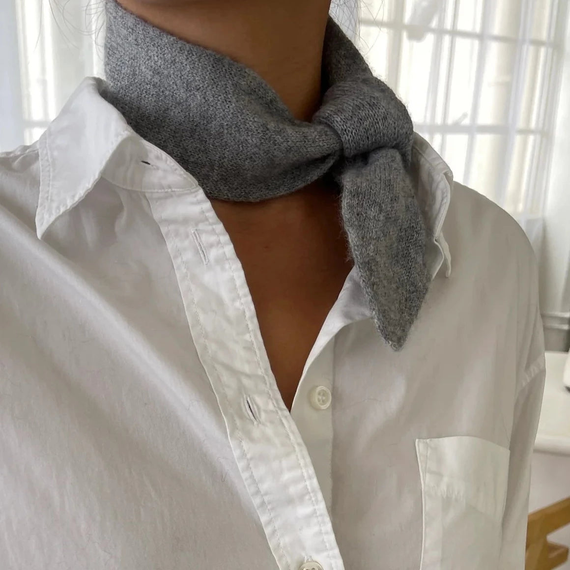 Cashmere Skinny Scarf in HT Grey by Le Bon Shoppe