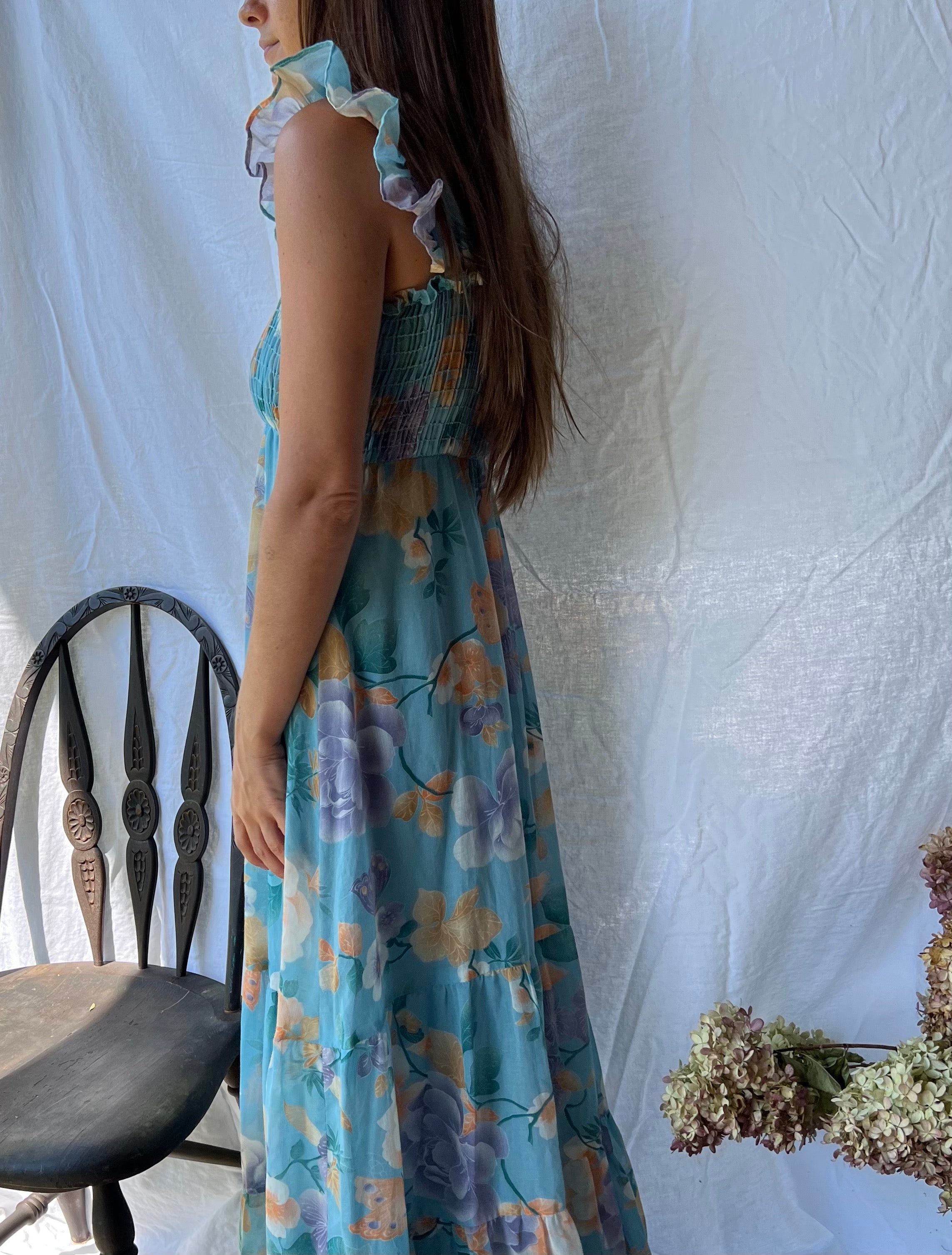 Blue Floral Long Dress