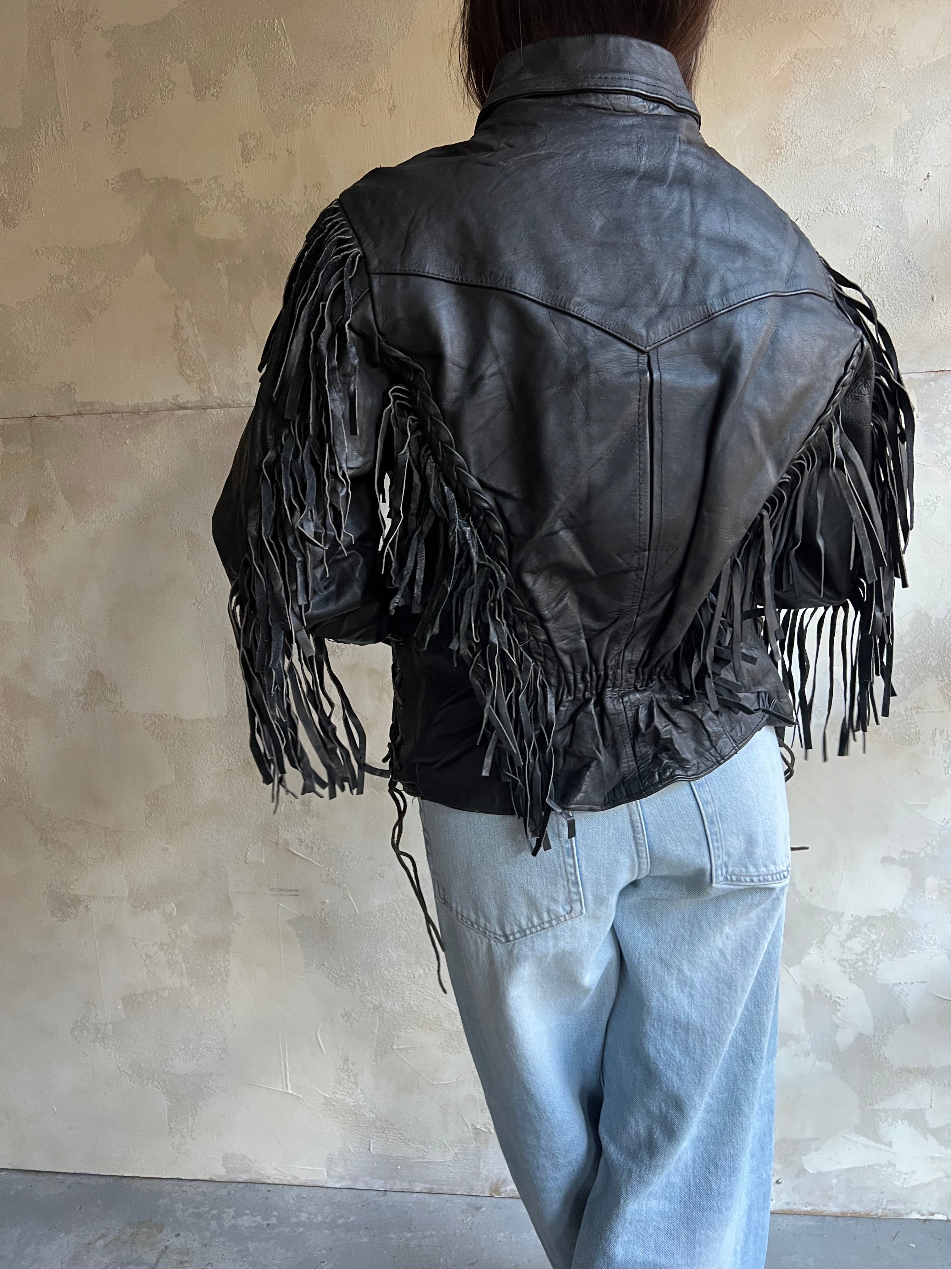 Black Fringe Leather Jacket