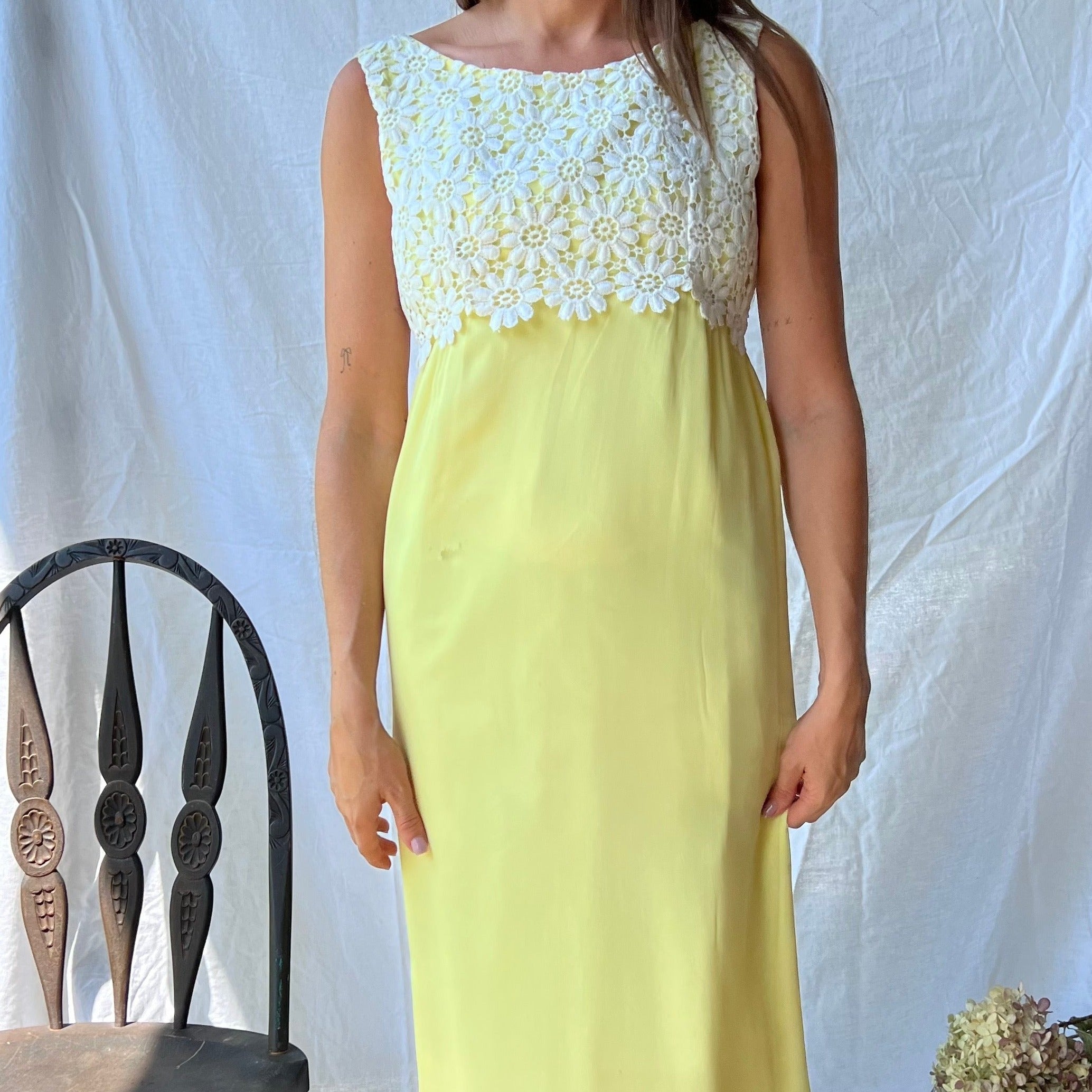Lemon Yellow Daisy Long Dress