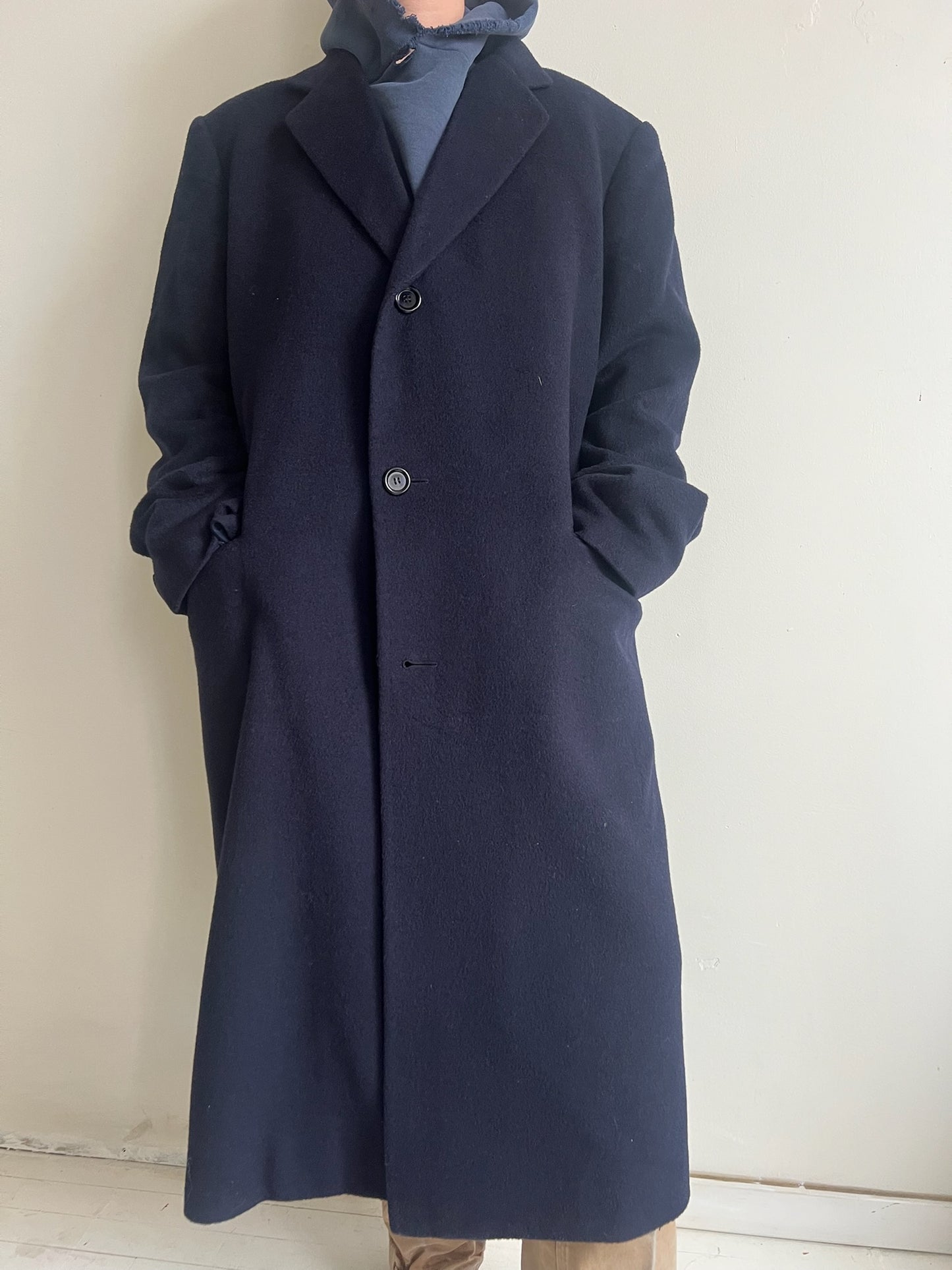 Navy Wool Trench Coat