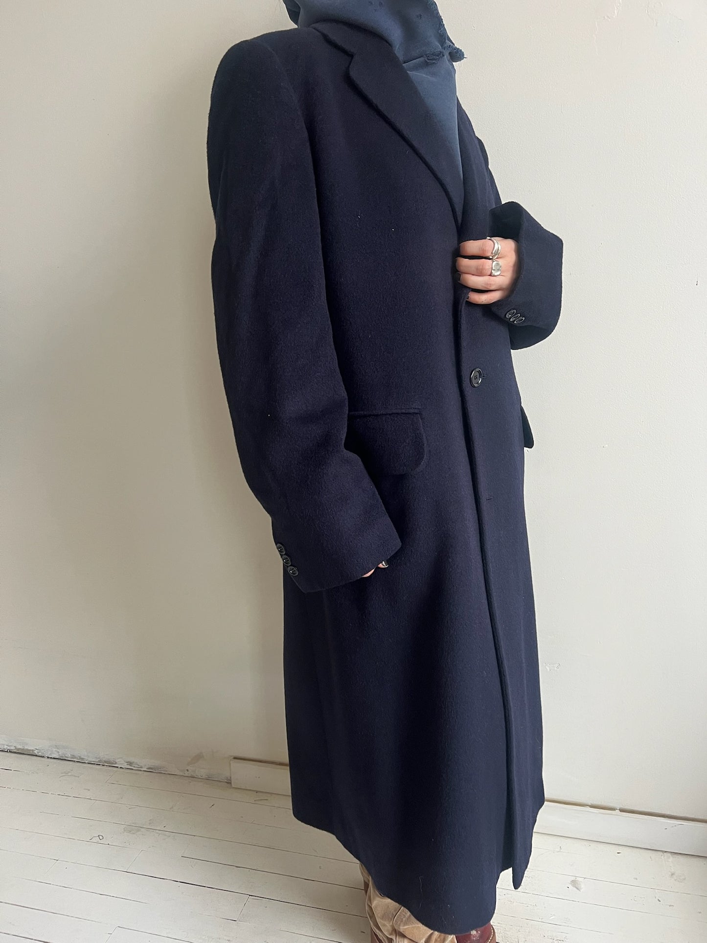 Navy Wool Trench Coat