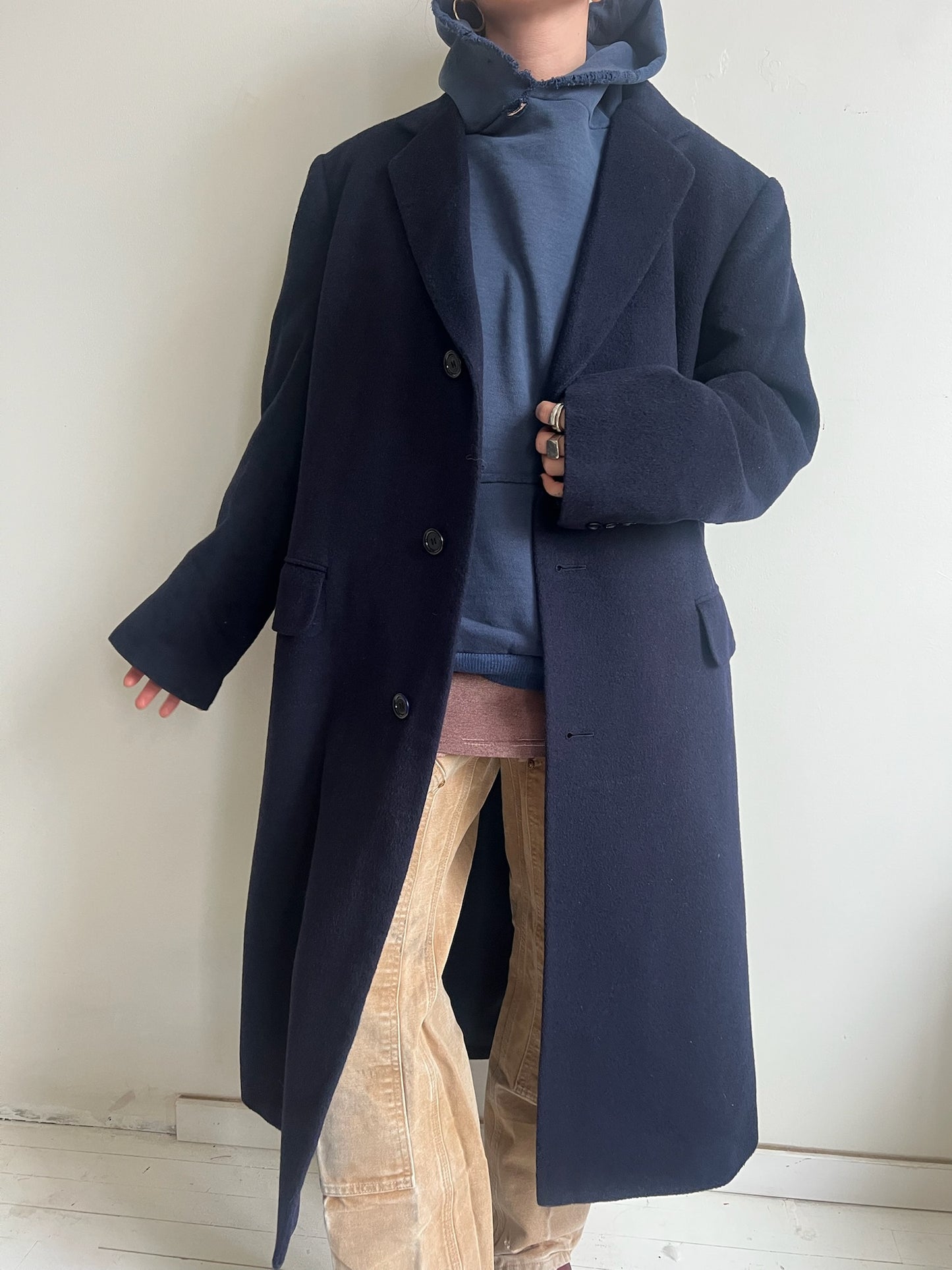 Navy Wool Trench Coat
