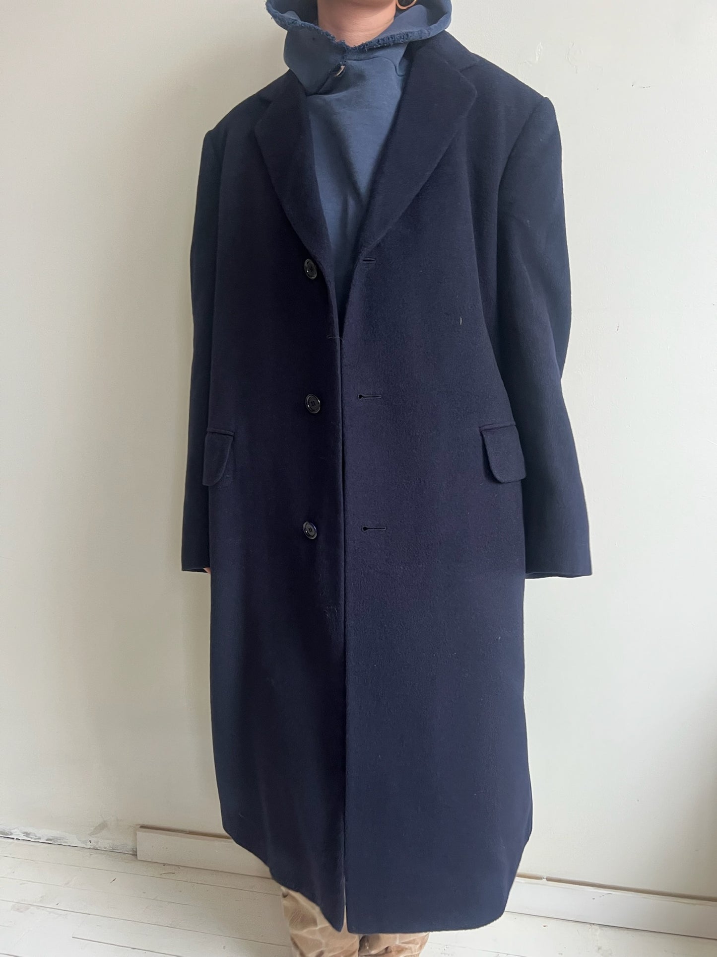 Navy Wool Trench Coat
