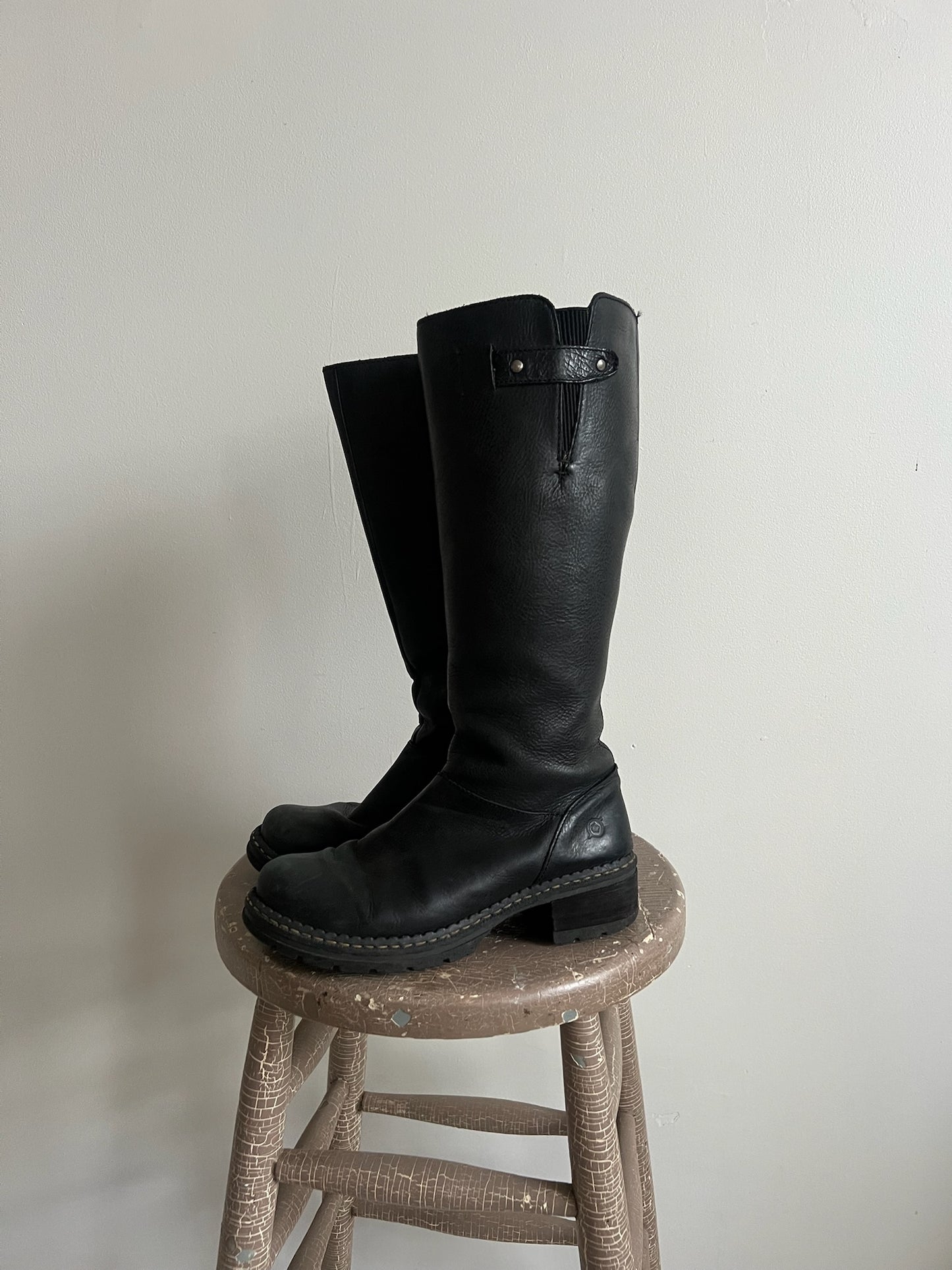 Black “Born” Zip Up Tall Boot