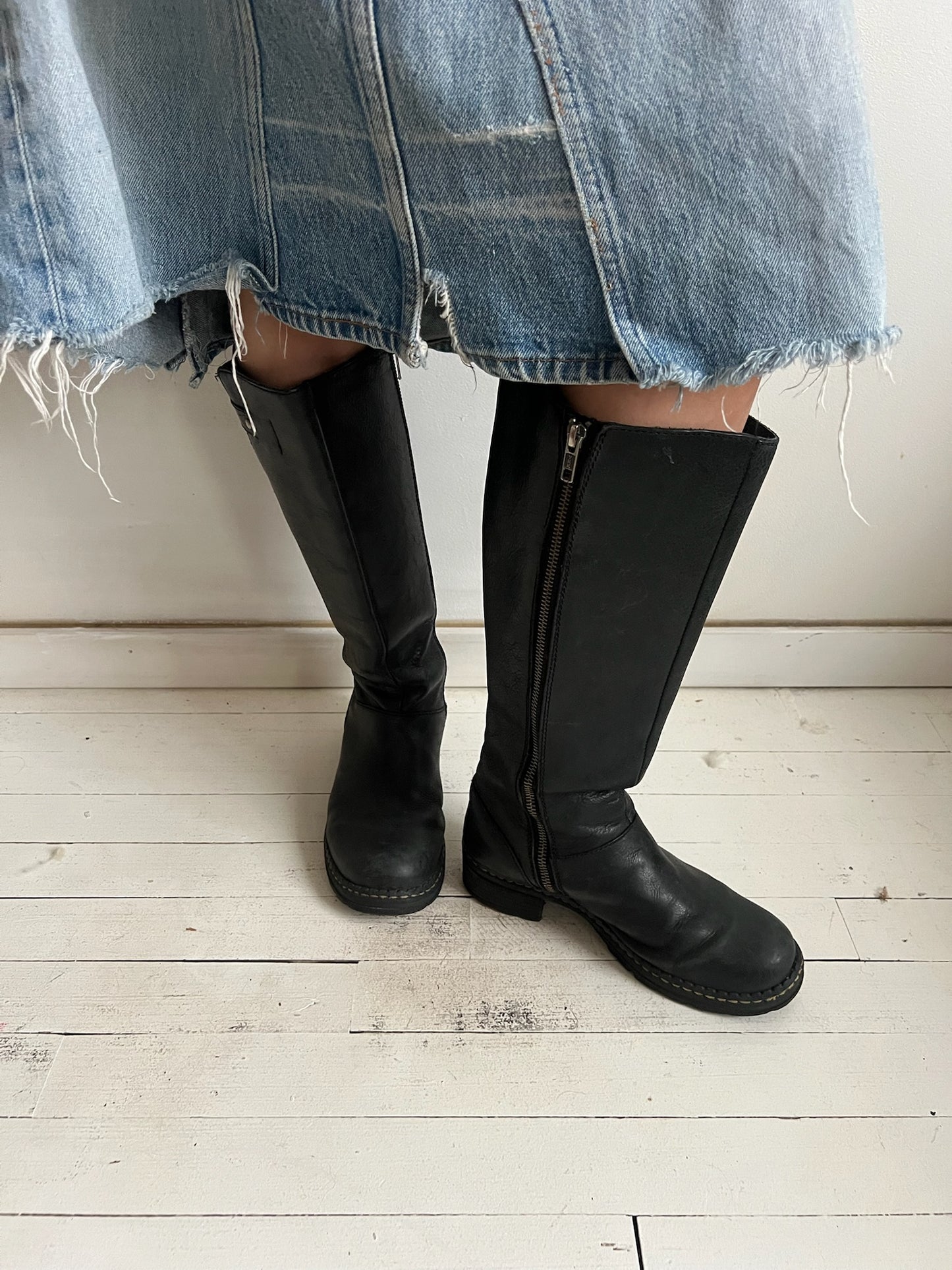 Black “Born” Zip Up Tall Boot