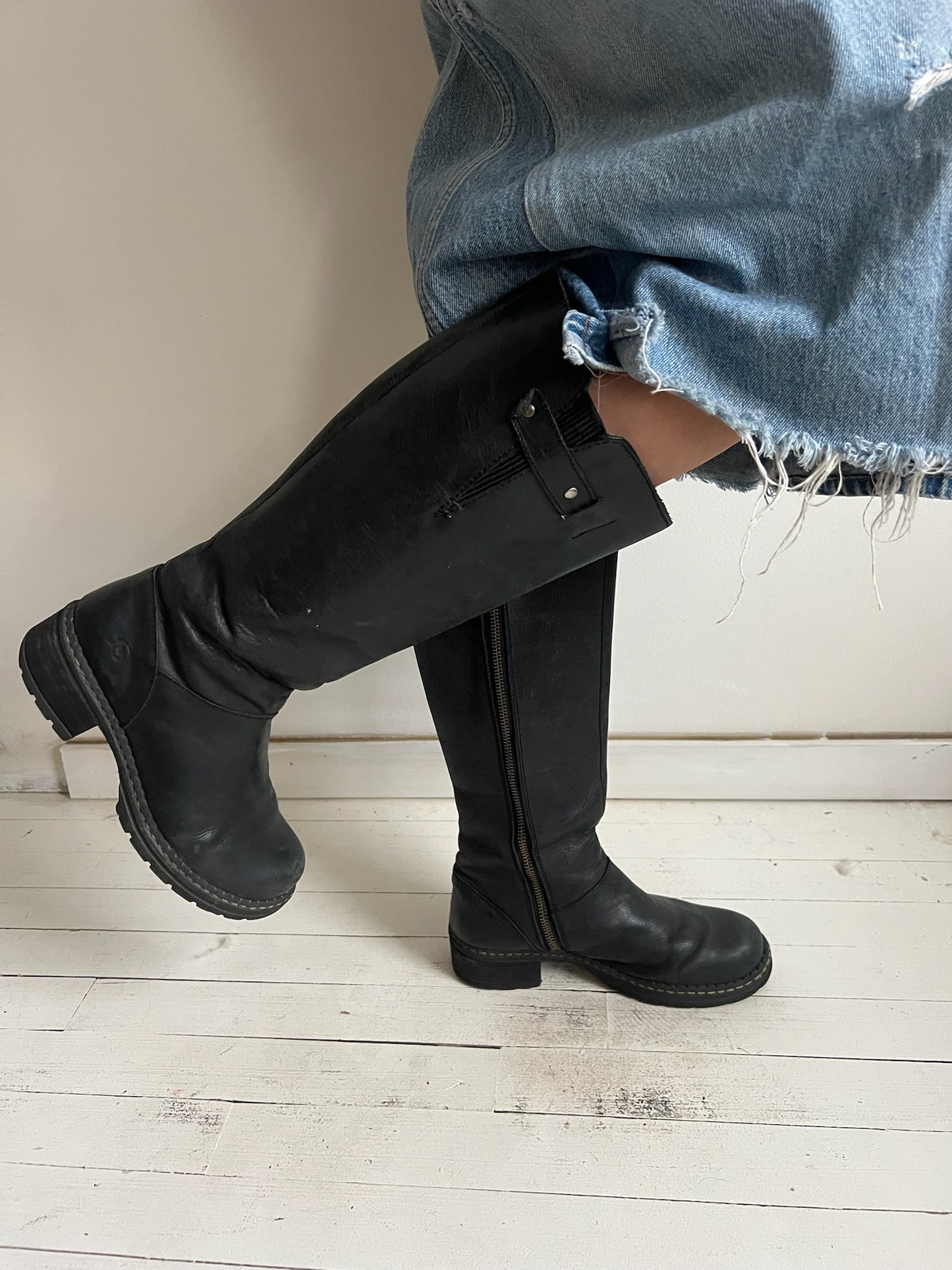 Black “Born” Zip Up Tall Boot