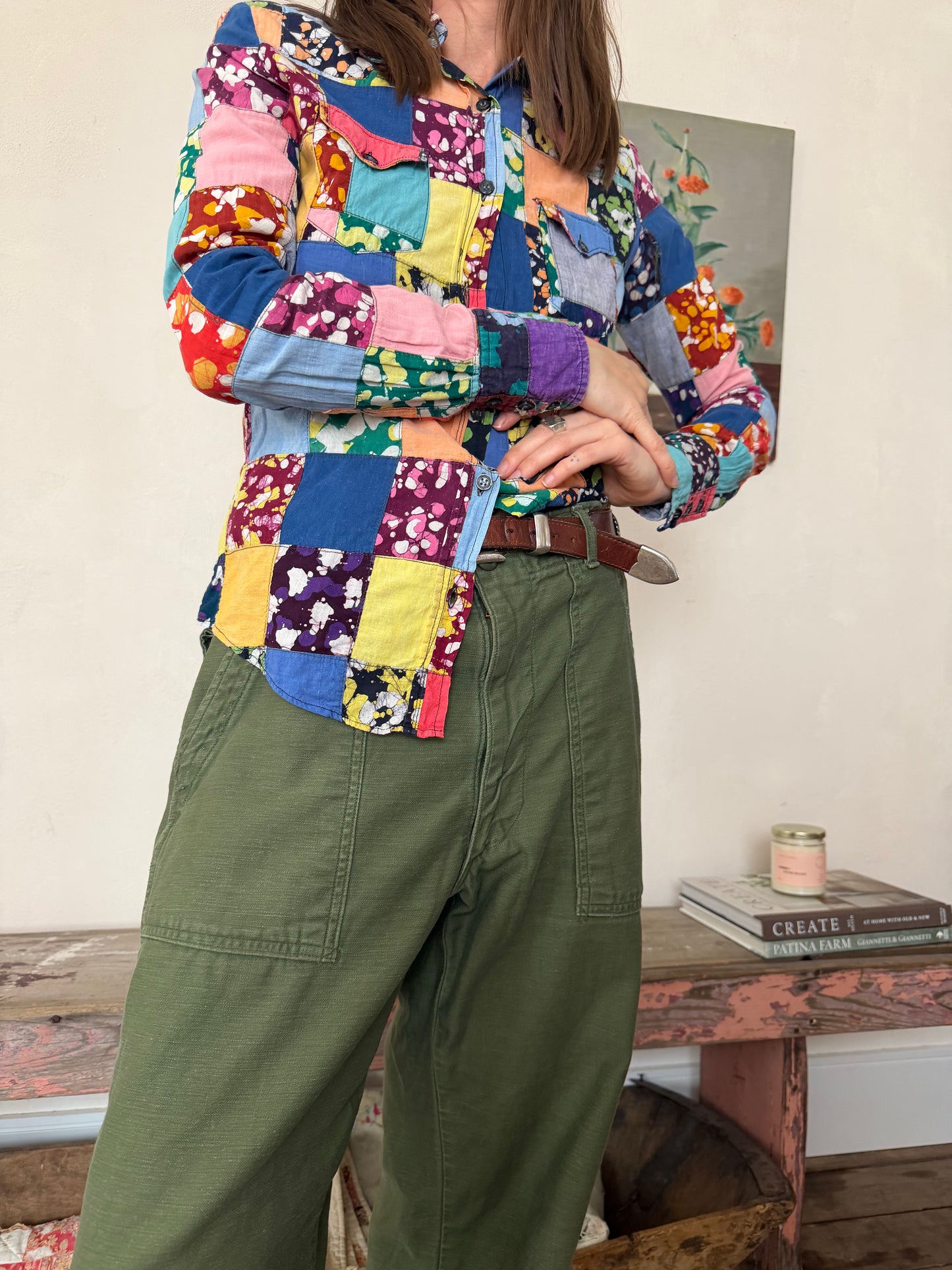 Patchwork Multi Colour Button Up