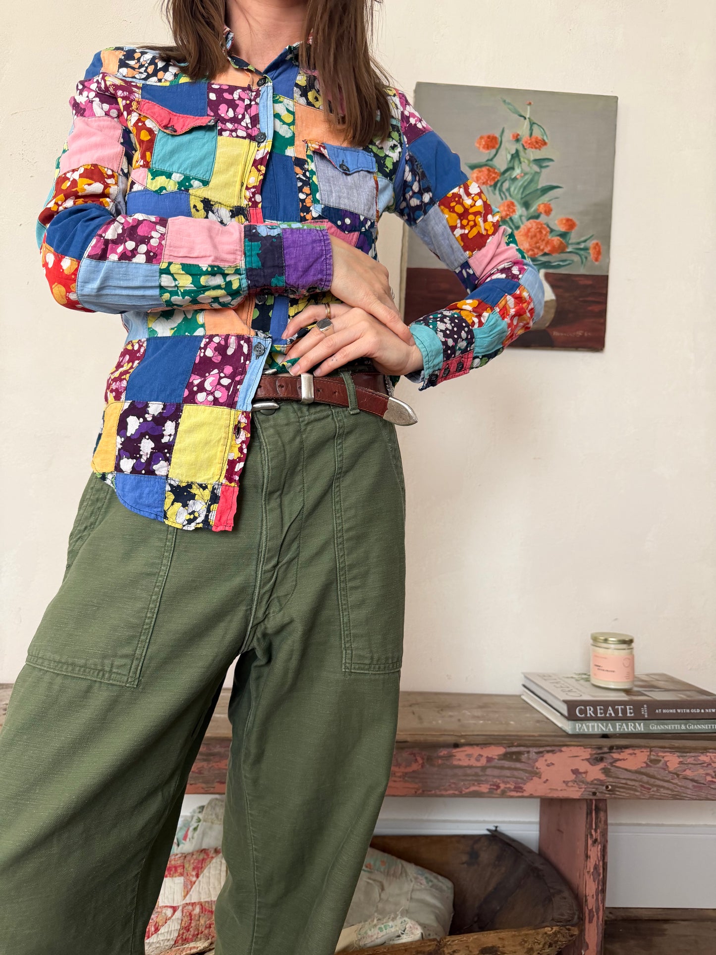 Patchwork Multi Colour Button Up