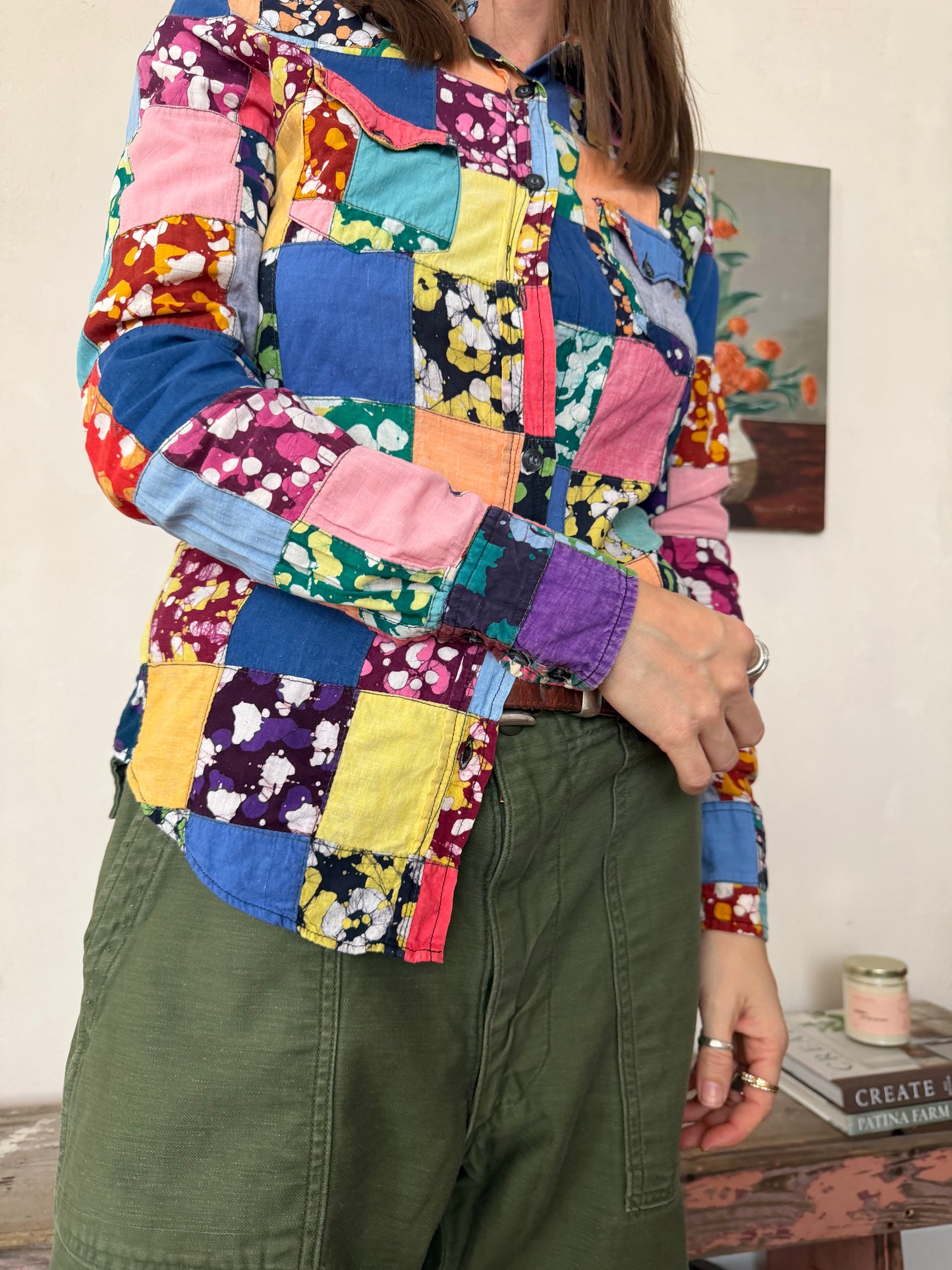 Patchwork Multi Colour Button Up