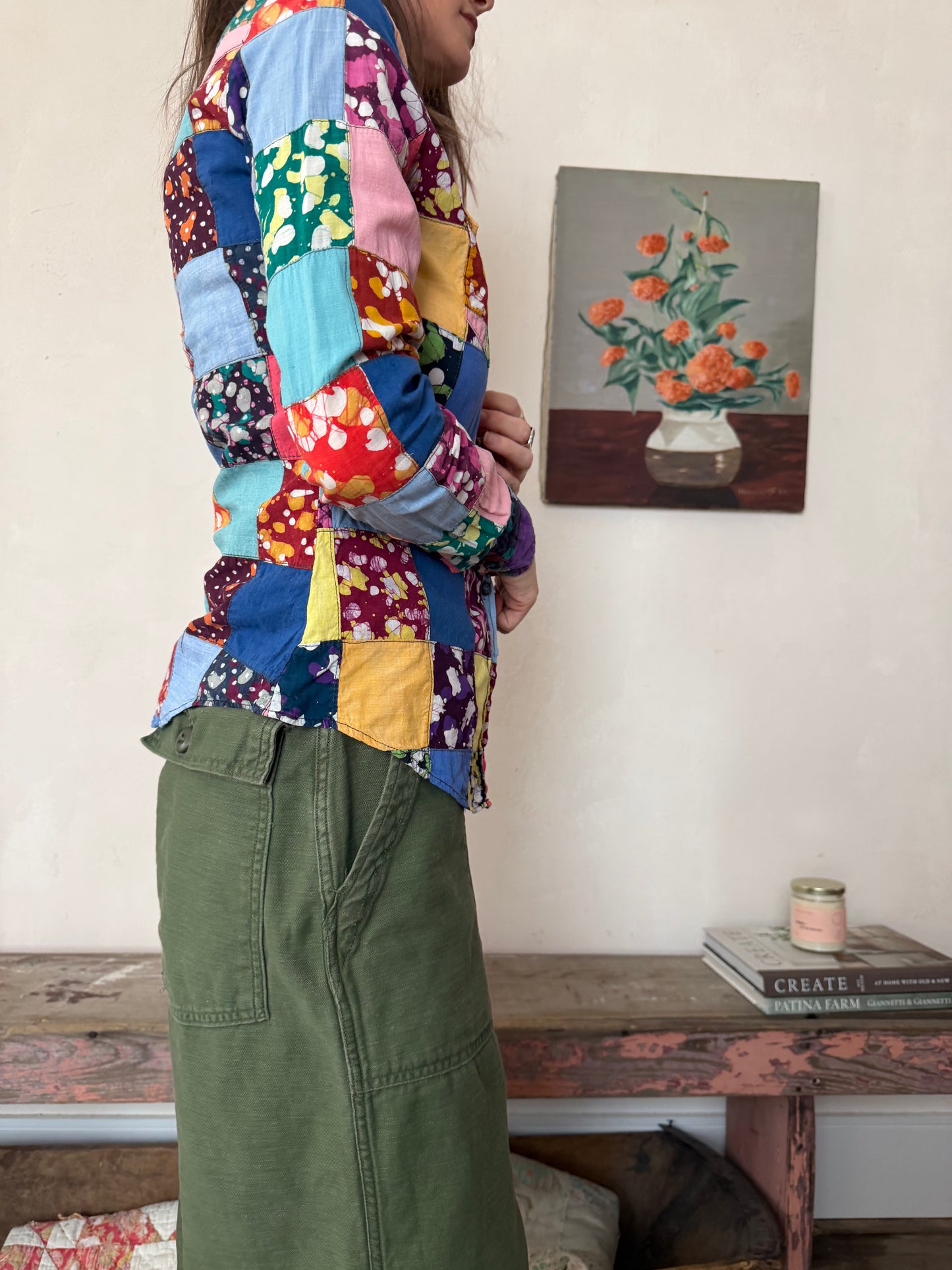 Patchwork Multi Colour Button Up