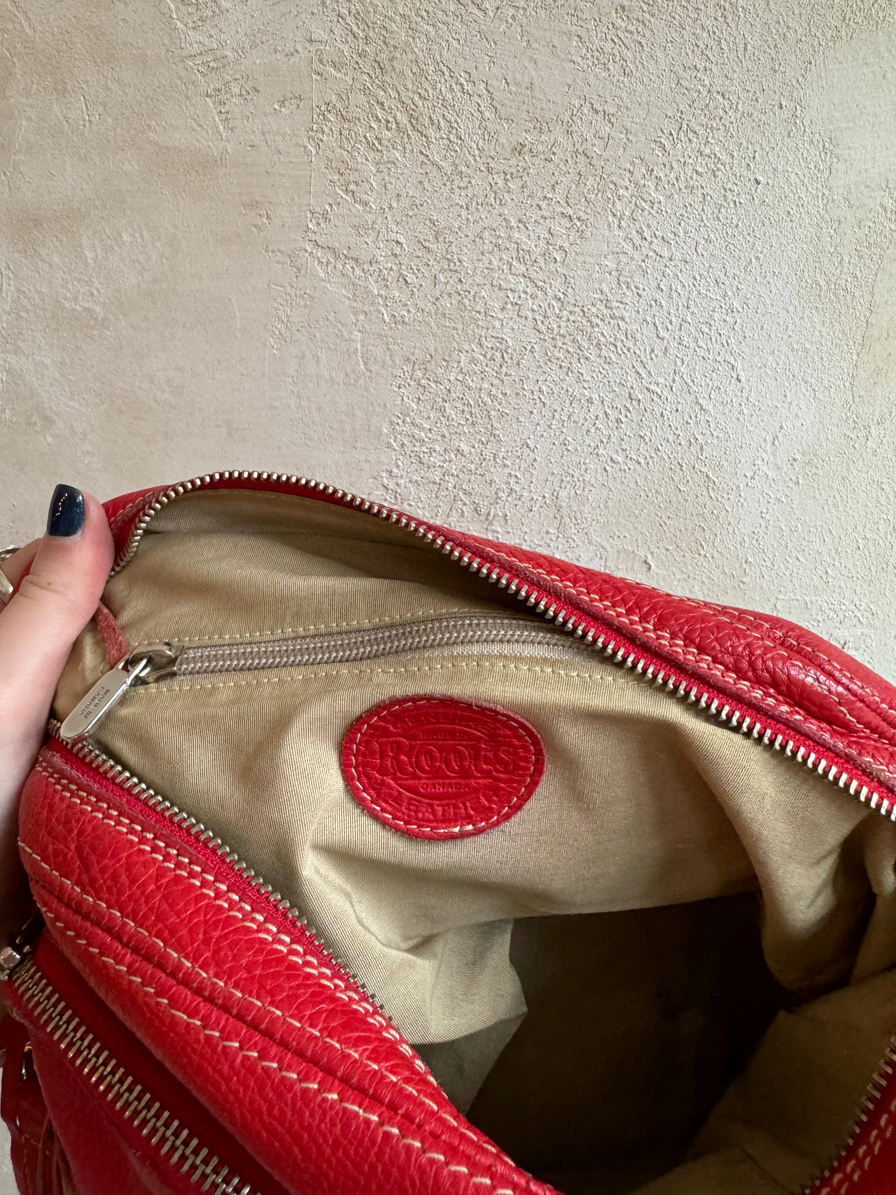 ROOTS Red Leather Bag