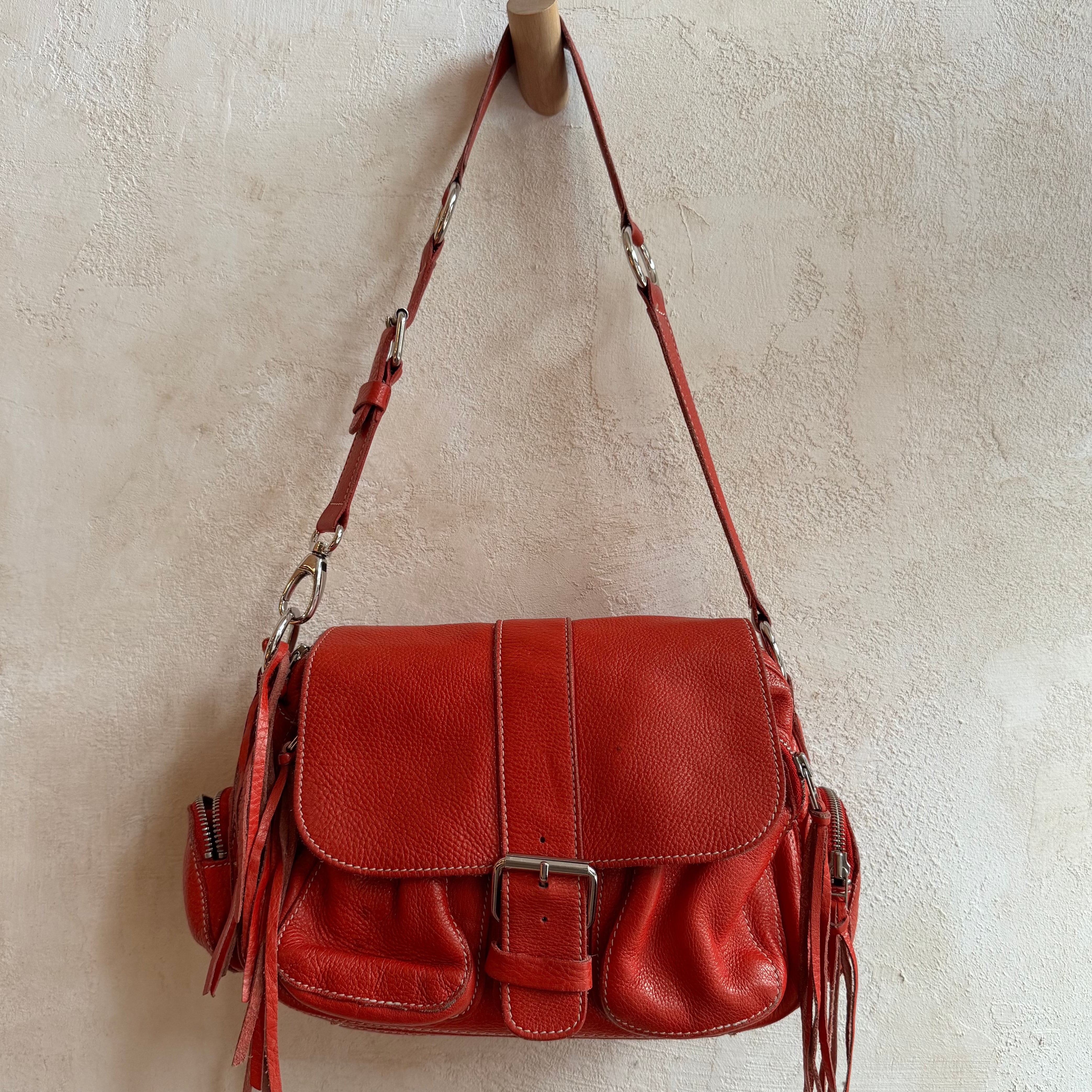 ROOTS Red Leather Bag