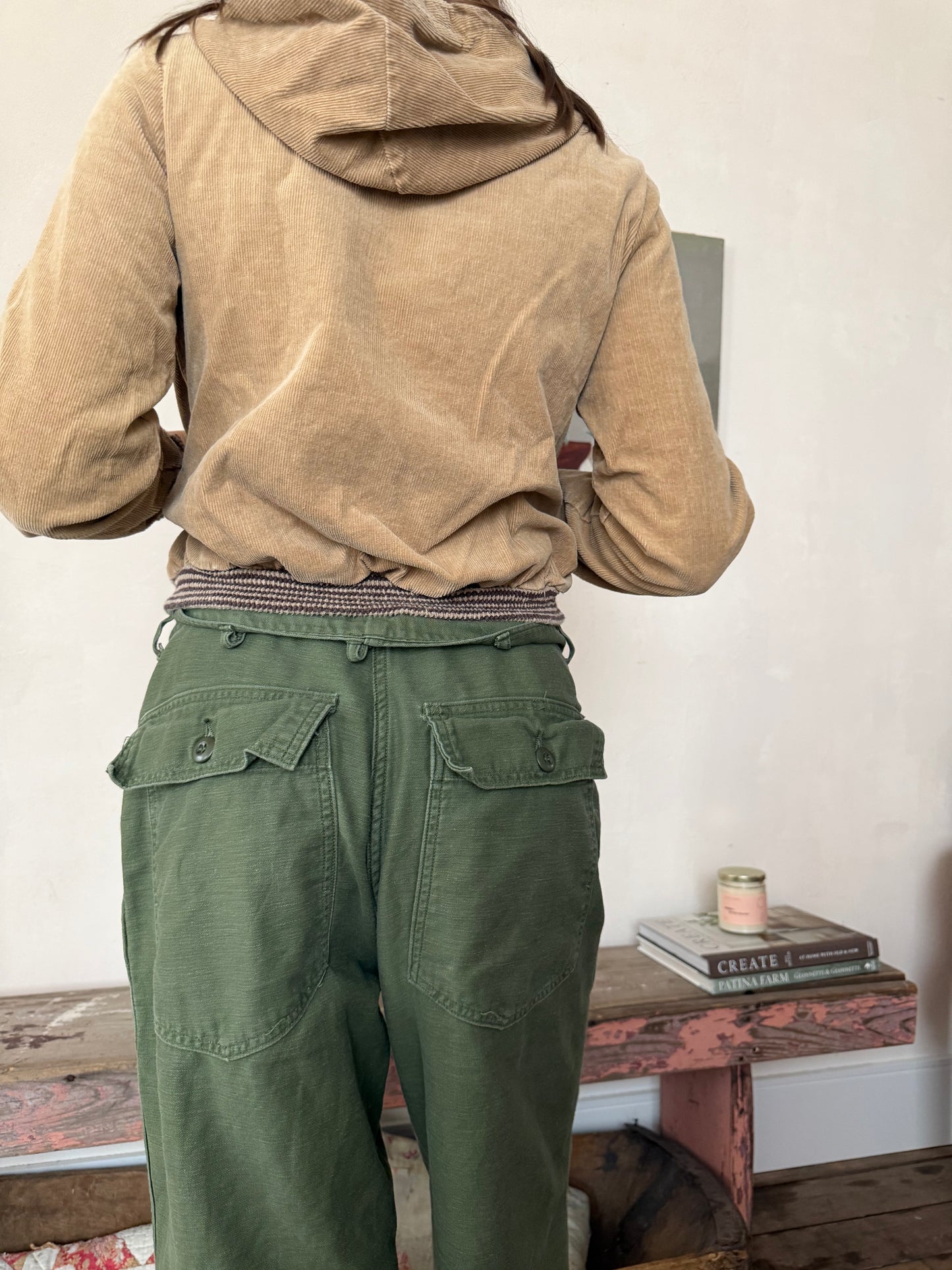 Beige Corduroy Zip Up Hoodie