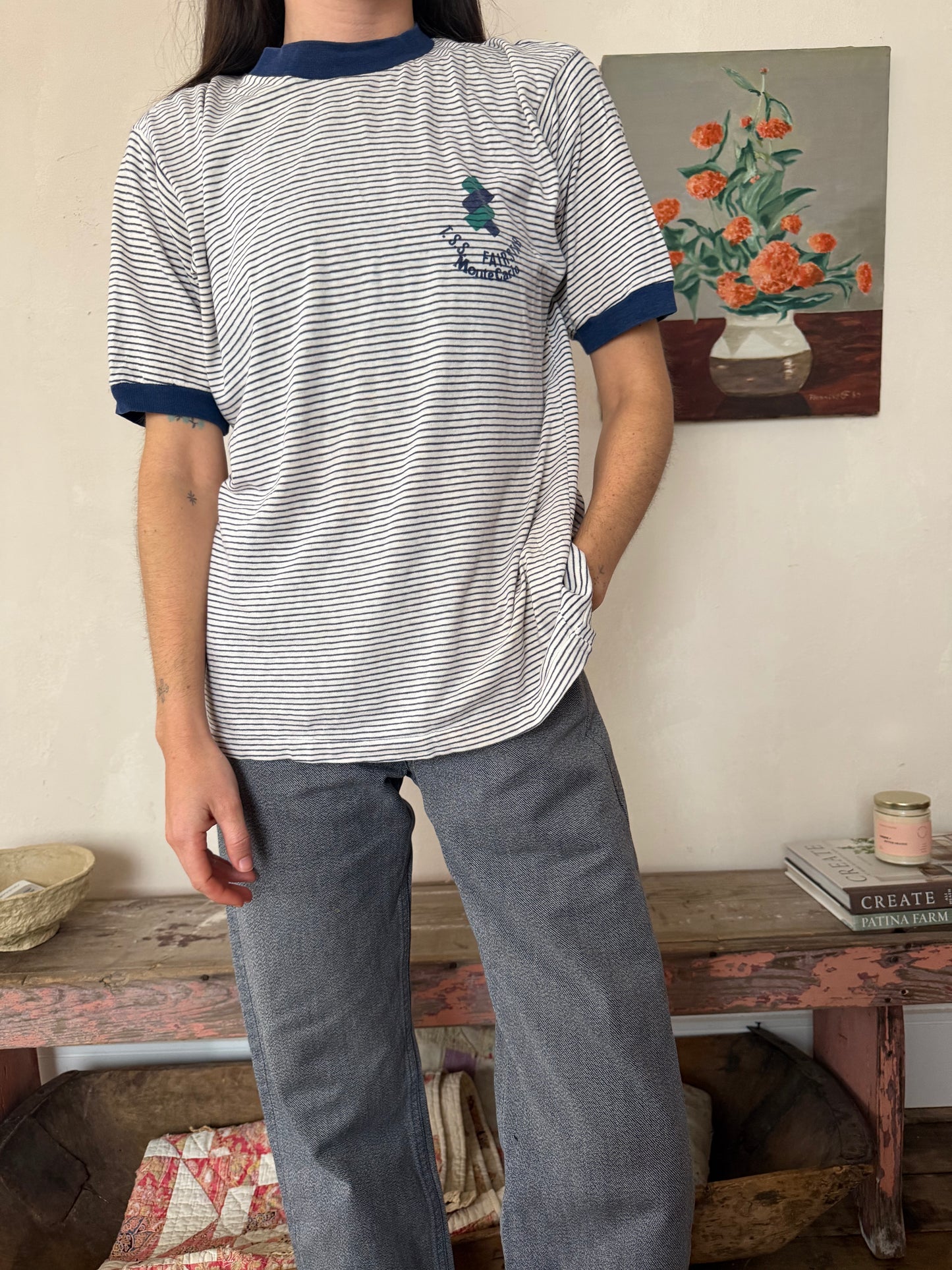 Blue Monte Carlo Pinstripe Tee