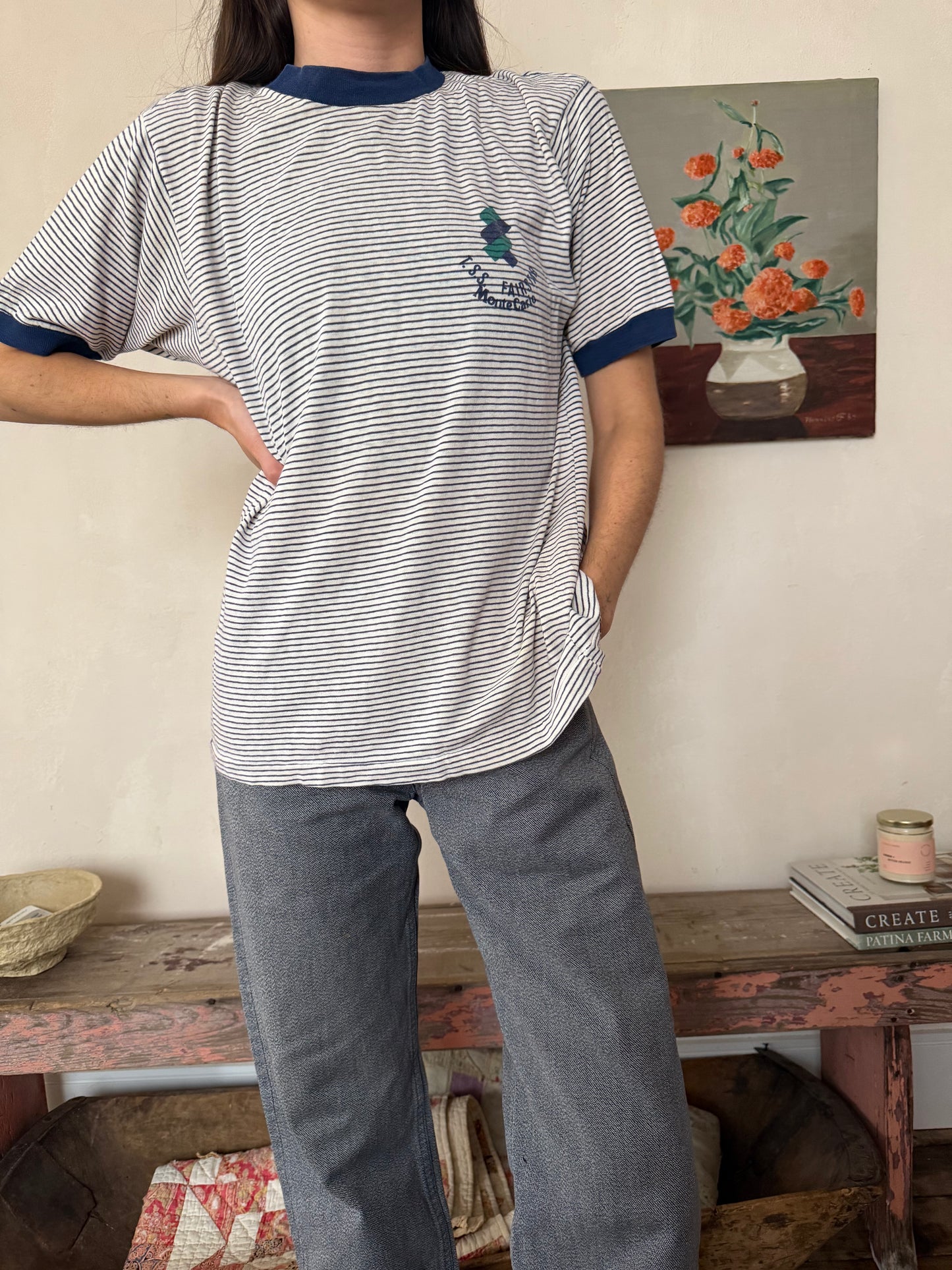 Blue Monte Carlo Pinstripe Tee