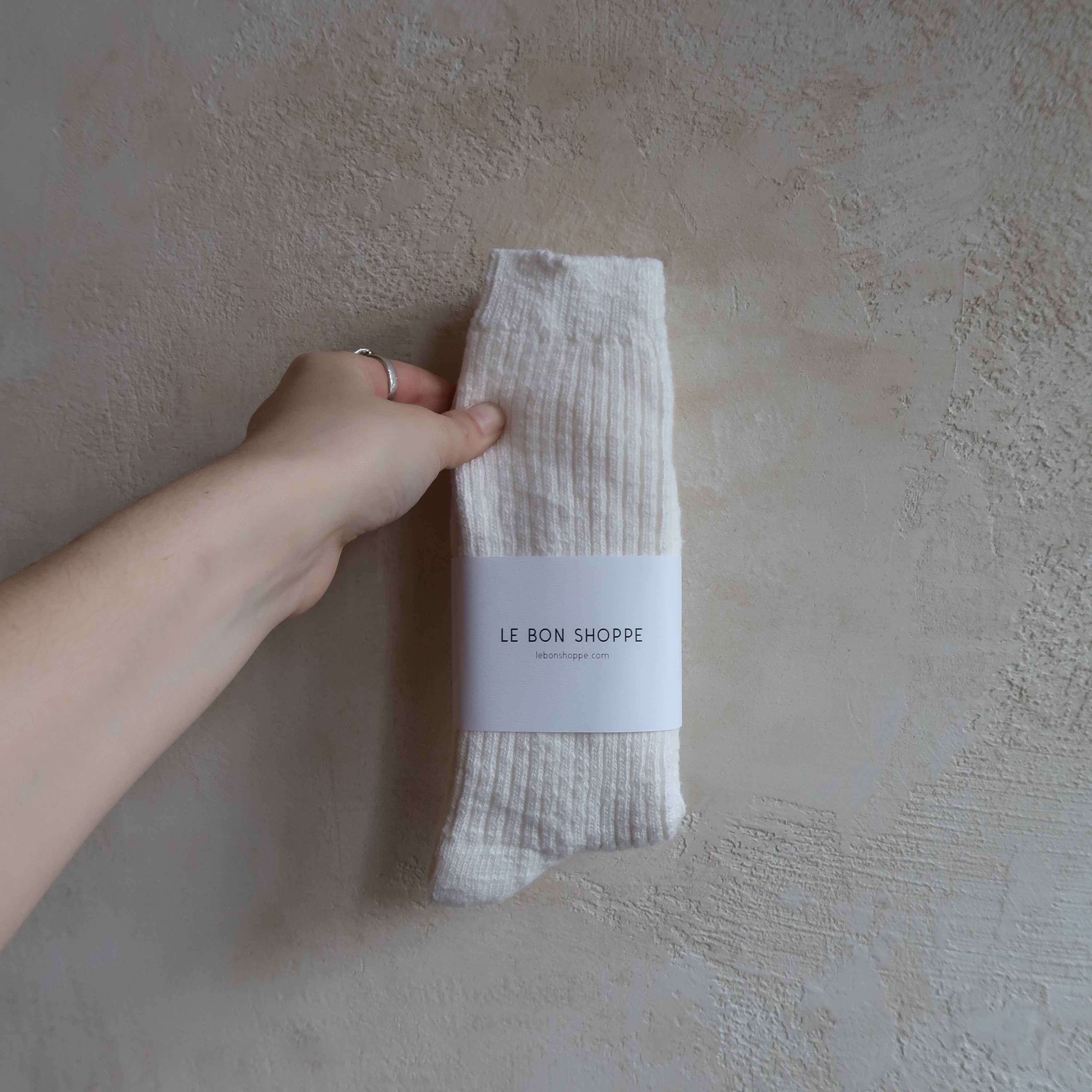 Cottage Socks In White Linen By Le Bon Shoppe