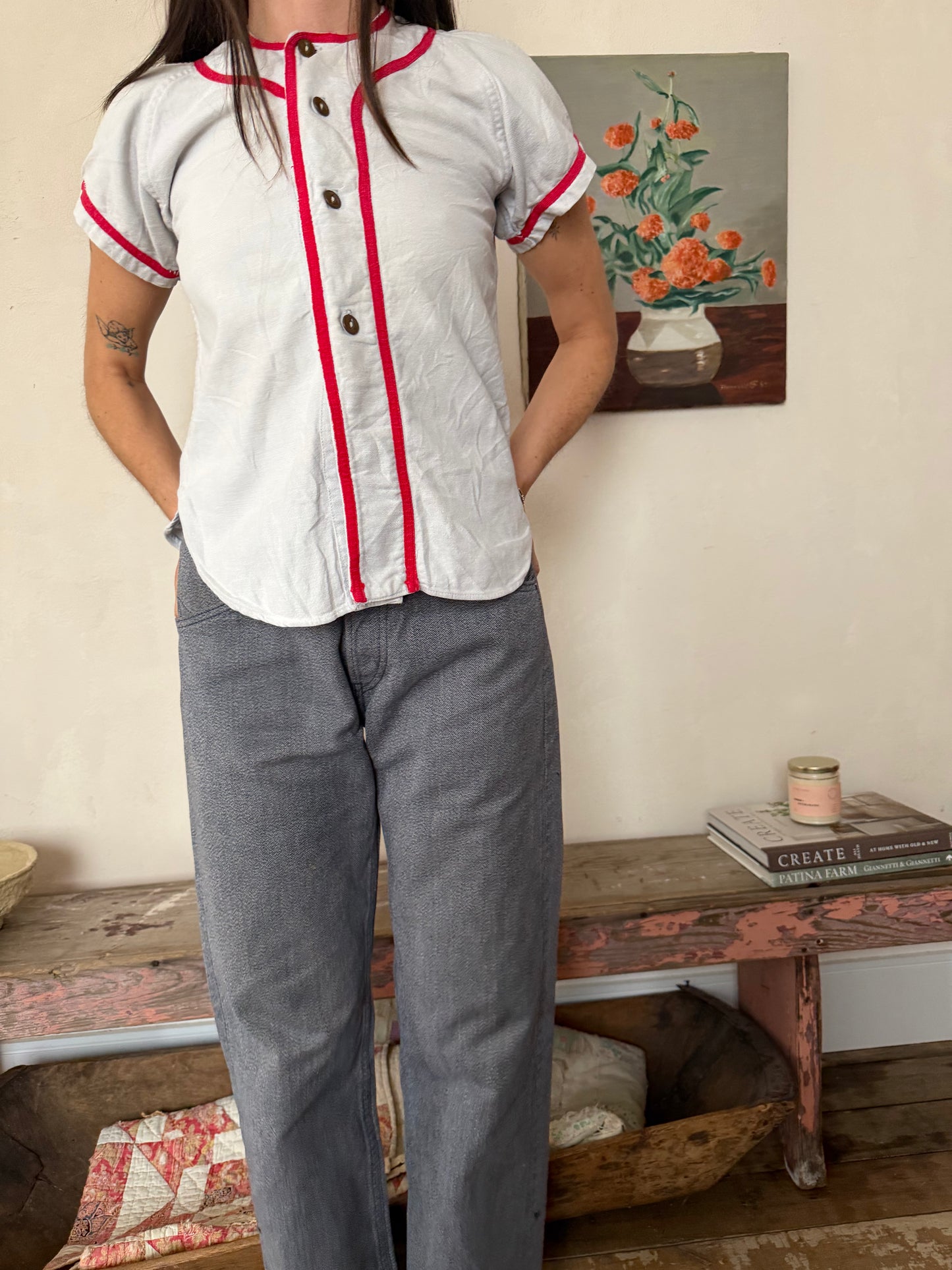 Red + Grey Baseball Jersey
