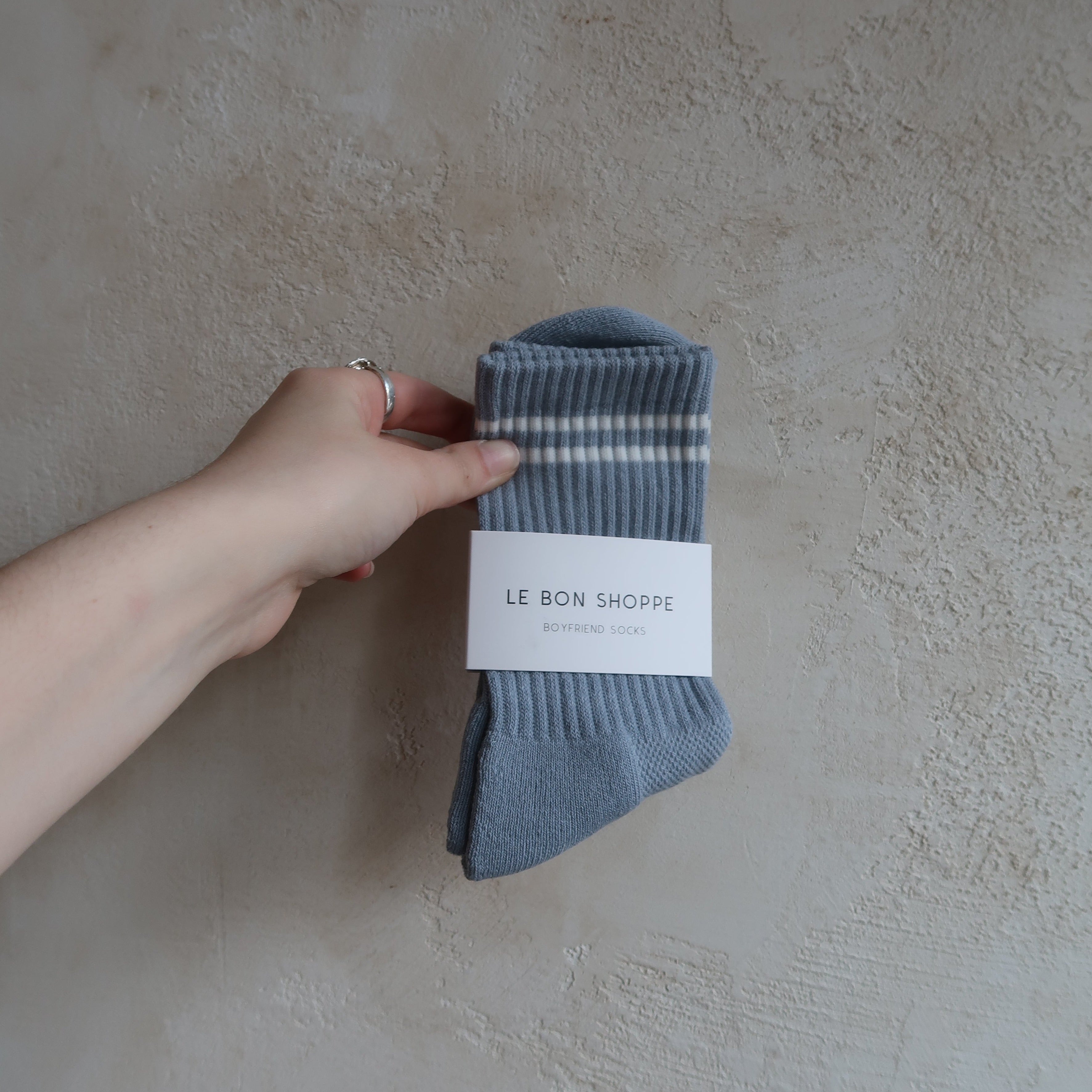 Boyfriend Socks in Blue Grey by Le Bon Shoppe