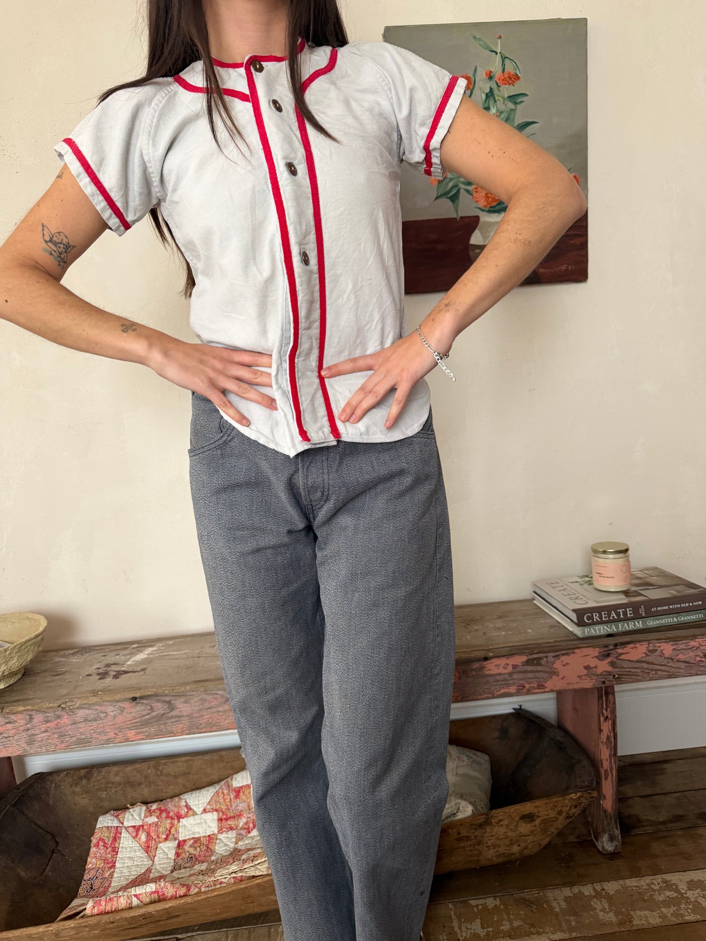 Red + Grey Baseball Jersey