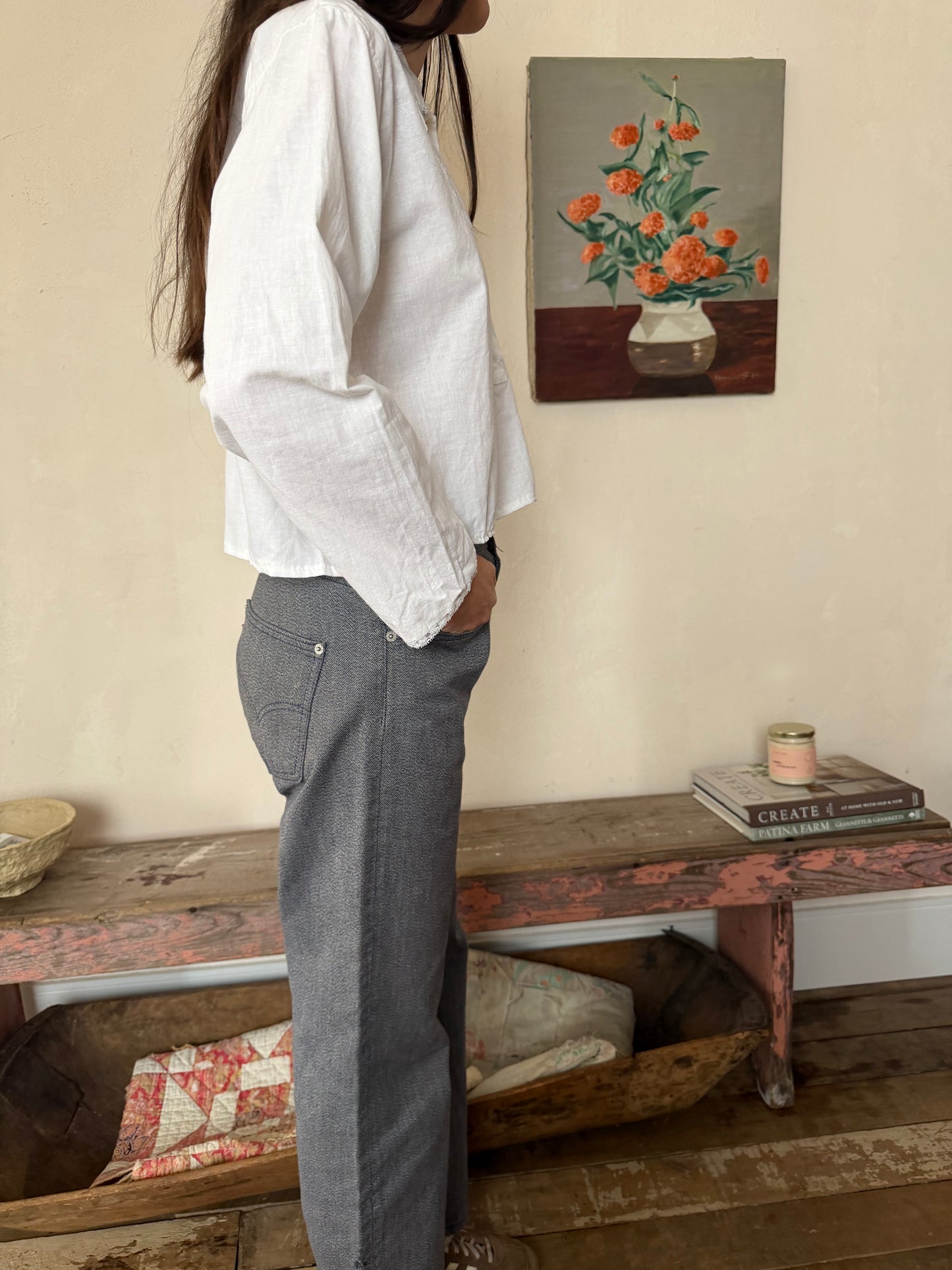 Italian White Embroidered Cotton Blouse
