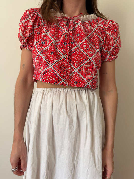 60s Cropped Paisley Blouse