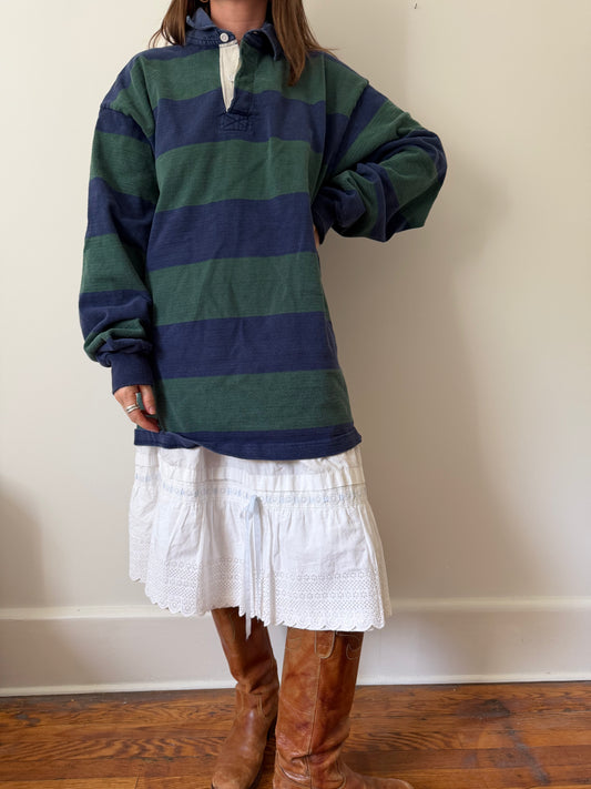 Blue and Green Striped Rugby Shirt