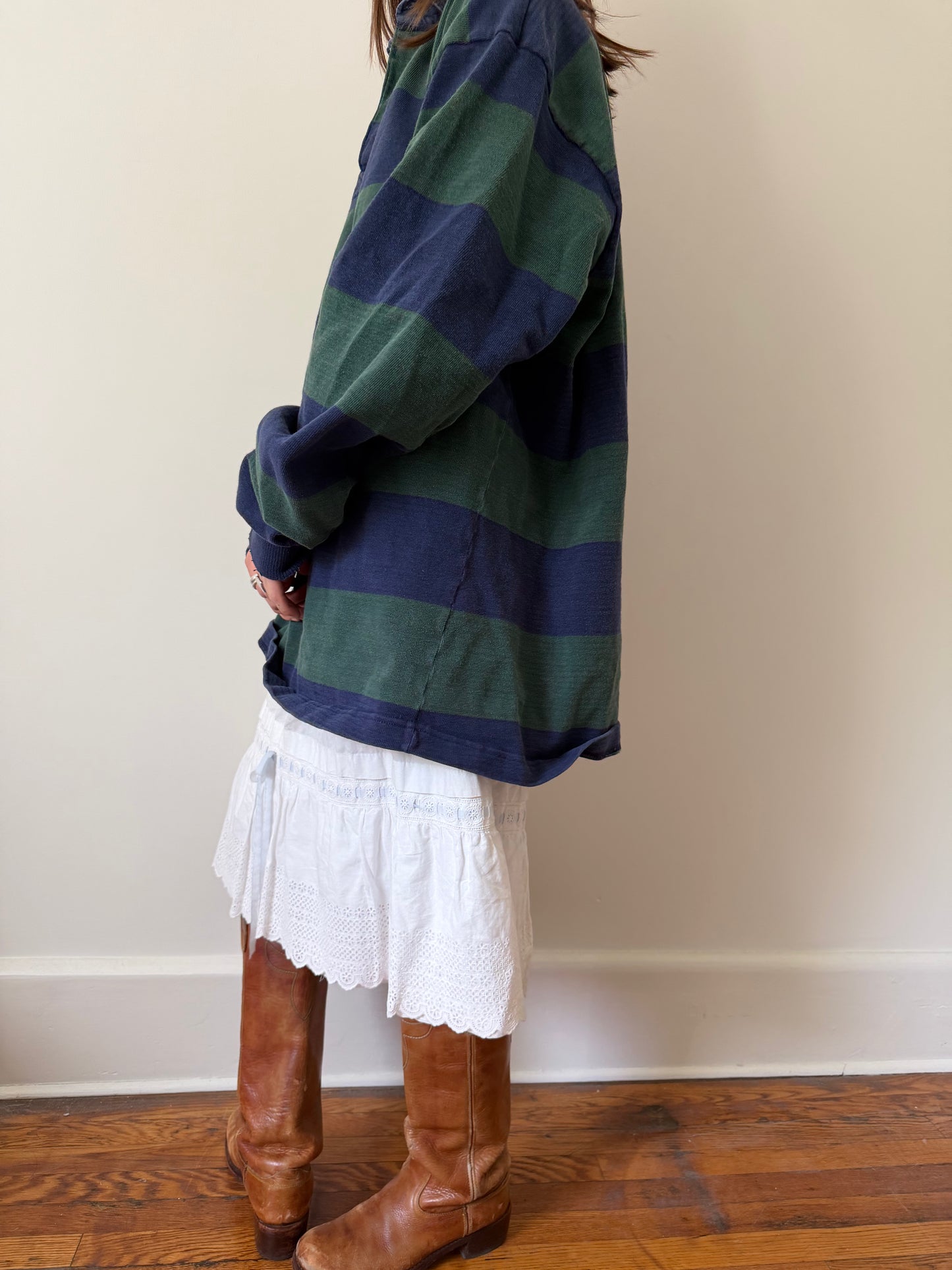 Blue and Green Striped Rugby Shirt