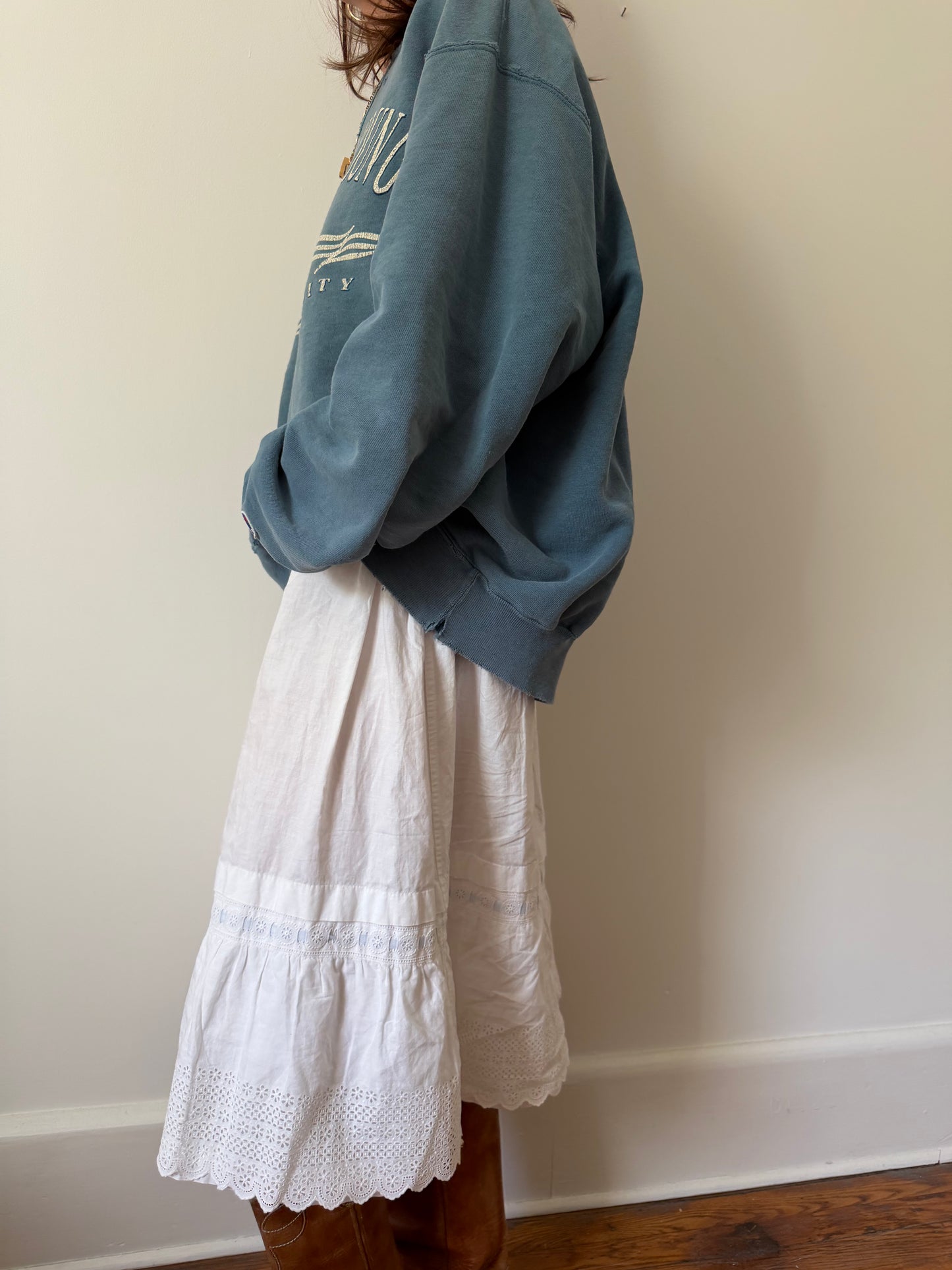 Distressed and Faded Brigham Young Crewneck