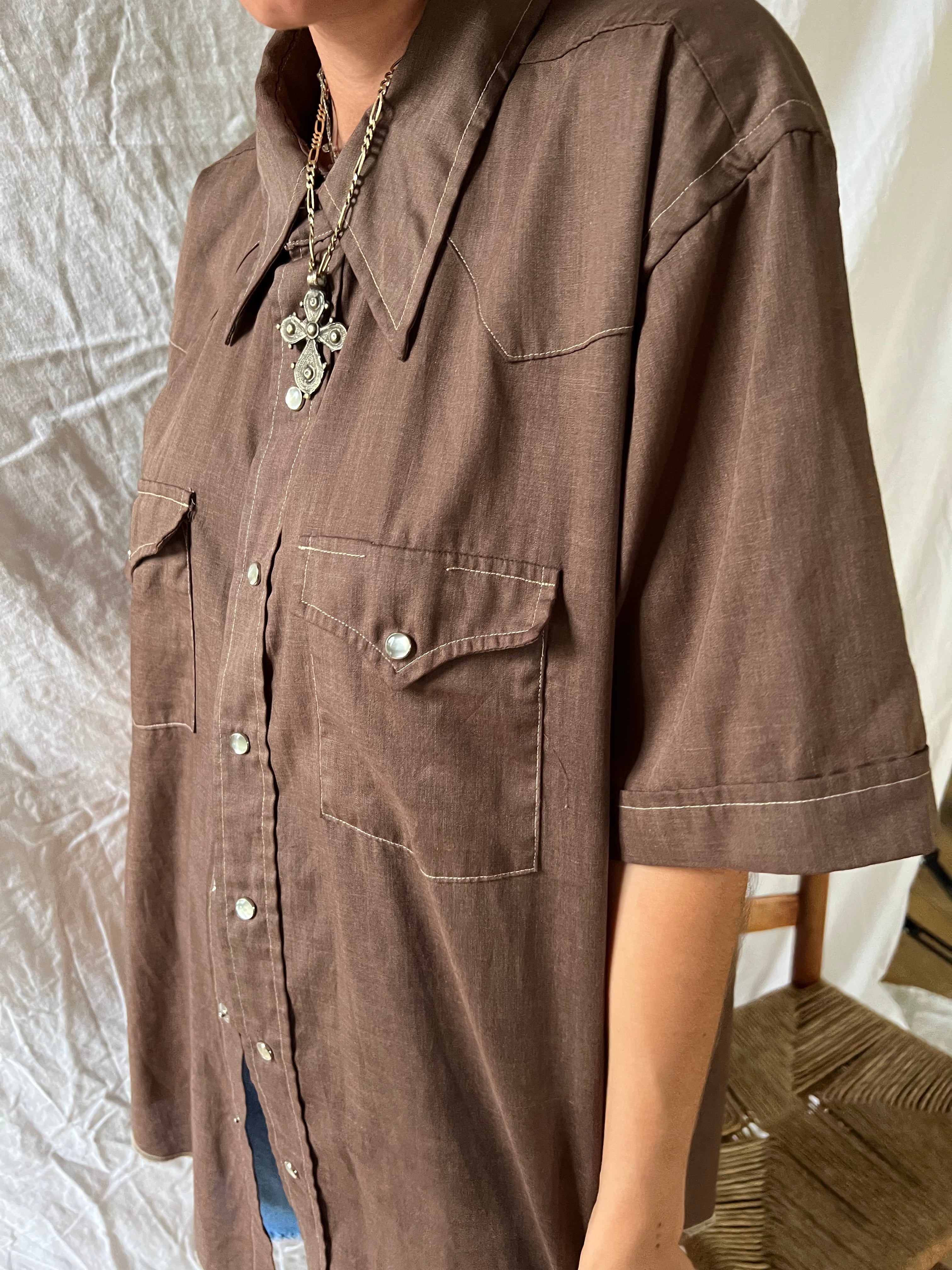 70s Brown Short-Sleeve Shirt