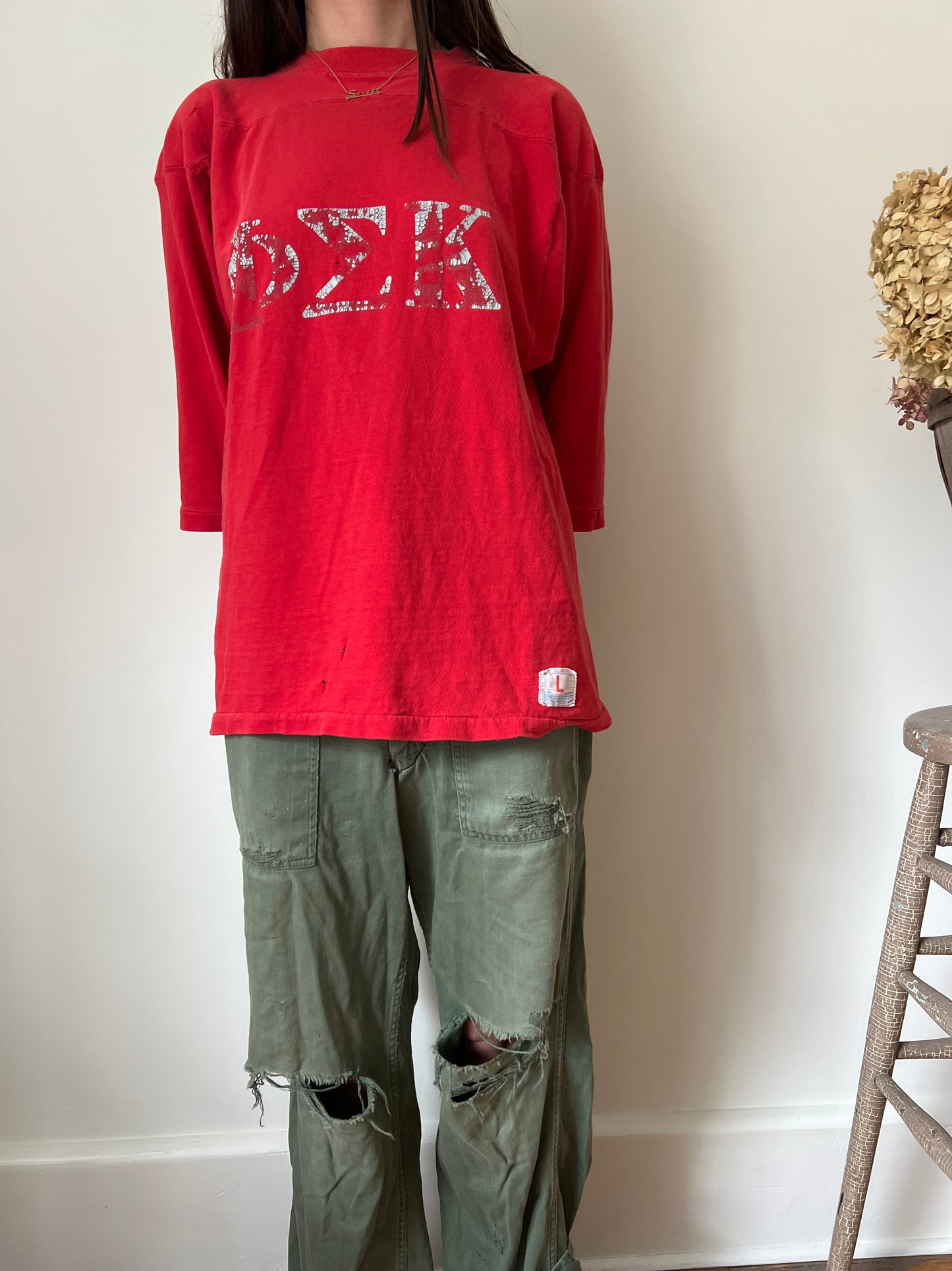 Cherry Red Frat Varsity 3/4 Sleeve Tee