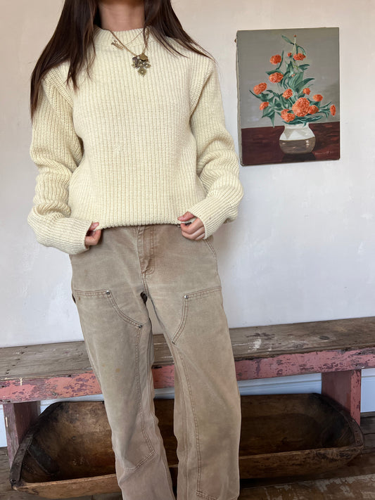 Cream Ribbed Wool Sweater