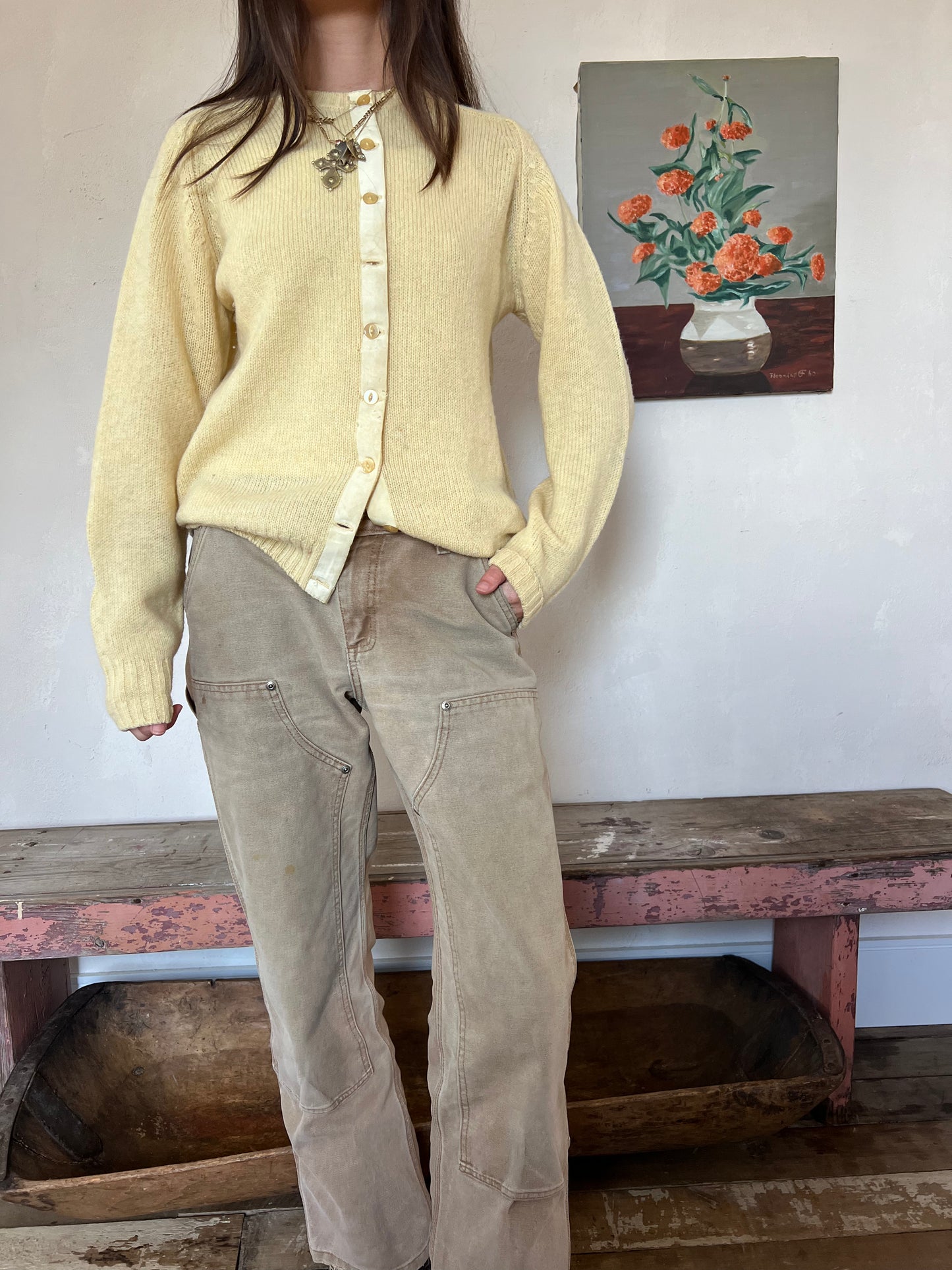 Butter Yellow Wool Cardigan