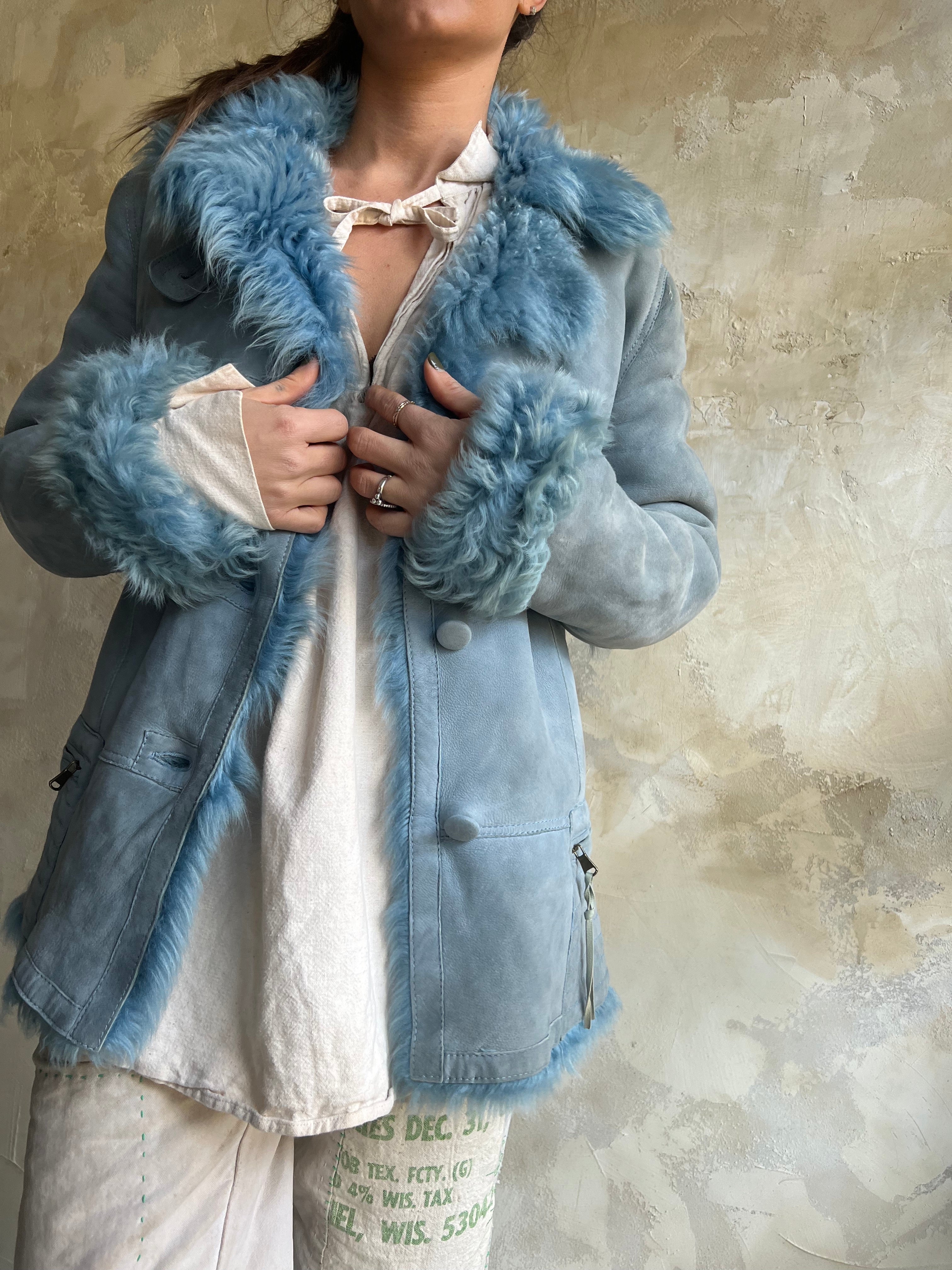 Blue Suede + Shearling Jacket