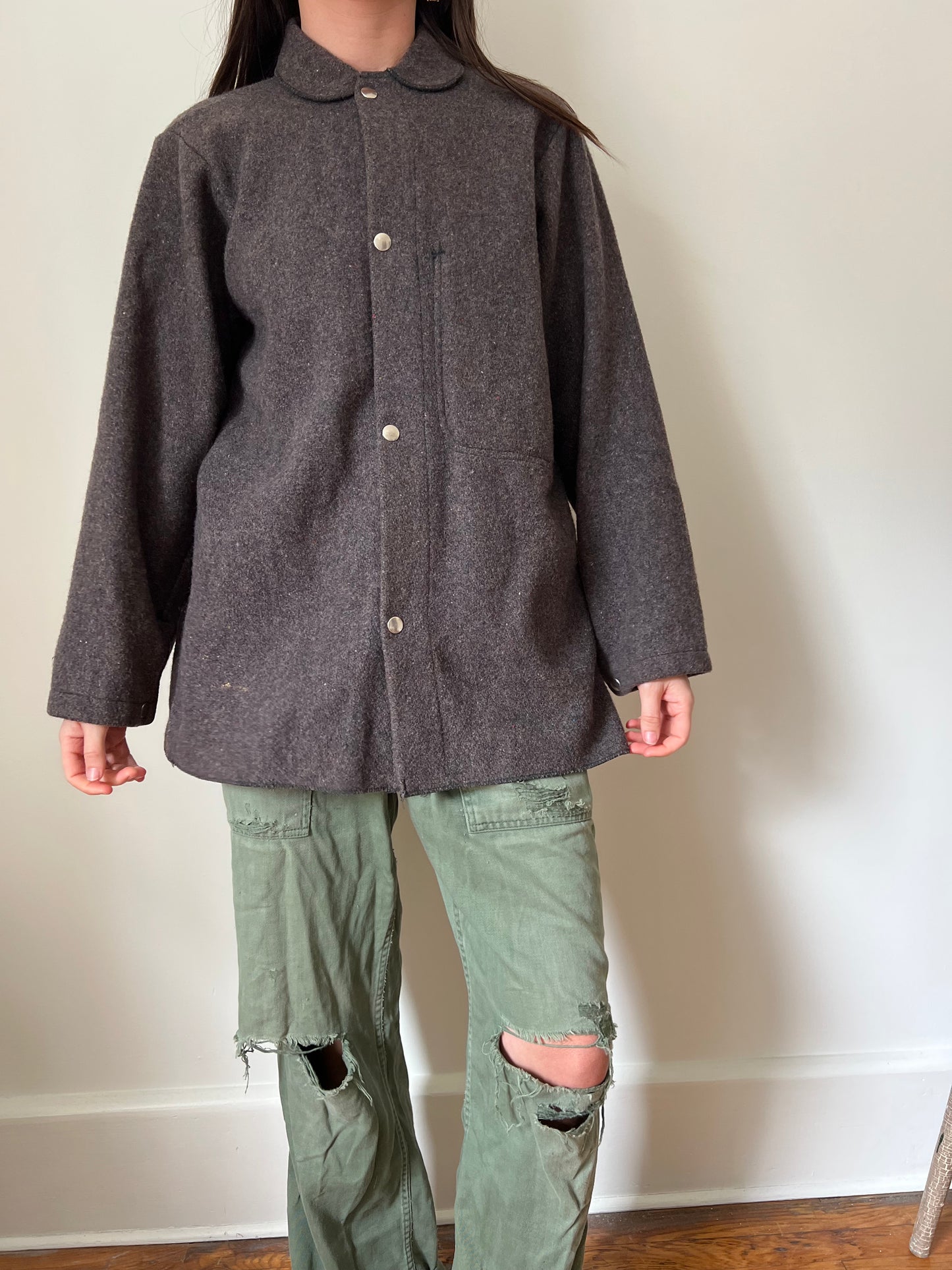 Brown Wool Peter Pan Collar Jacket