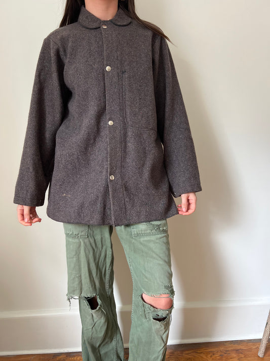 Brown Wool Peter Pan Collar Jacket