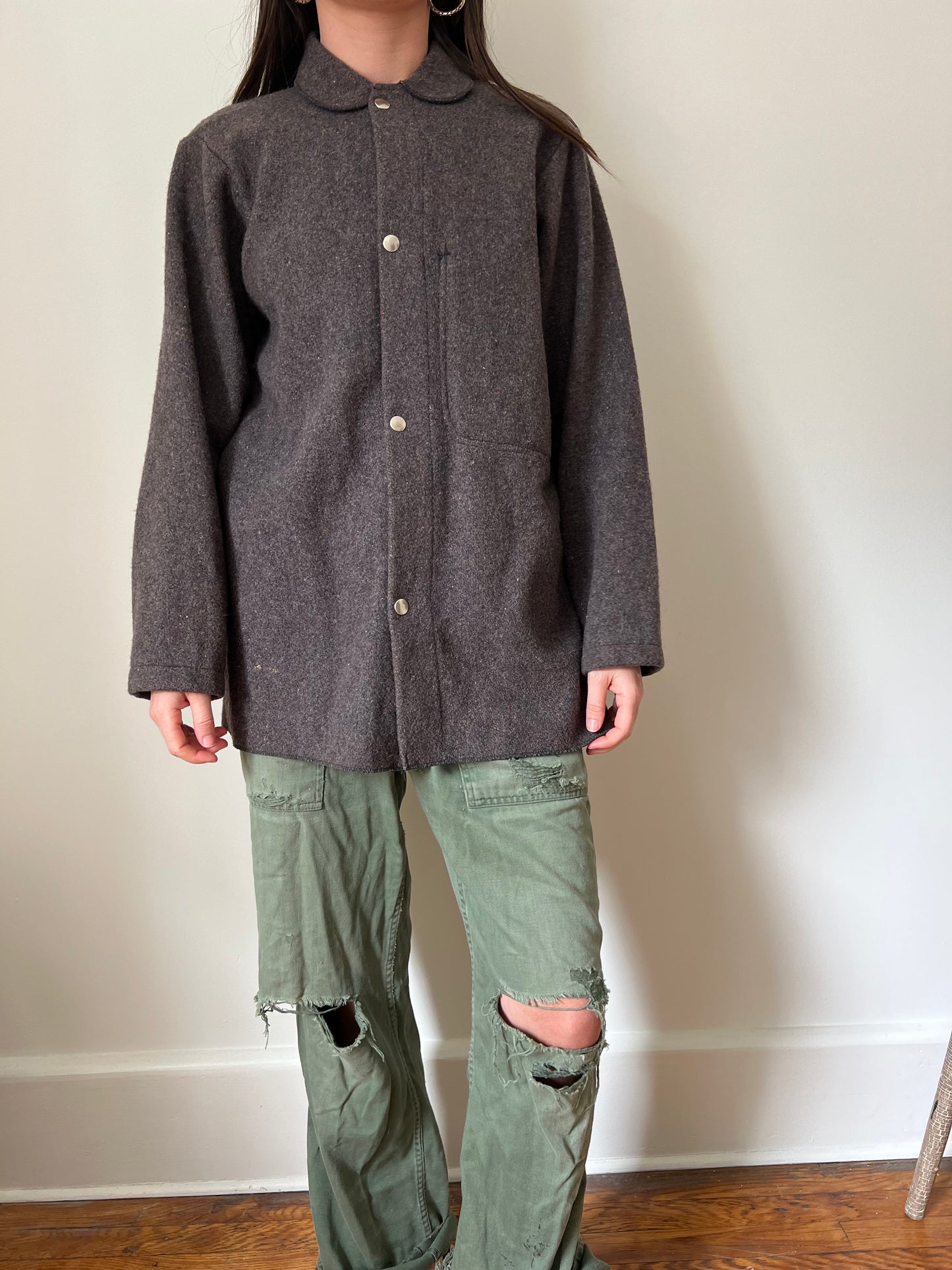 Brown Wool Peter Pan Collar Jacket