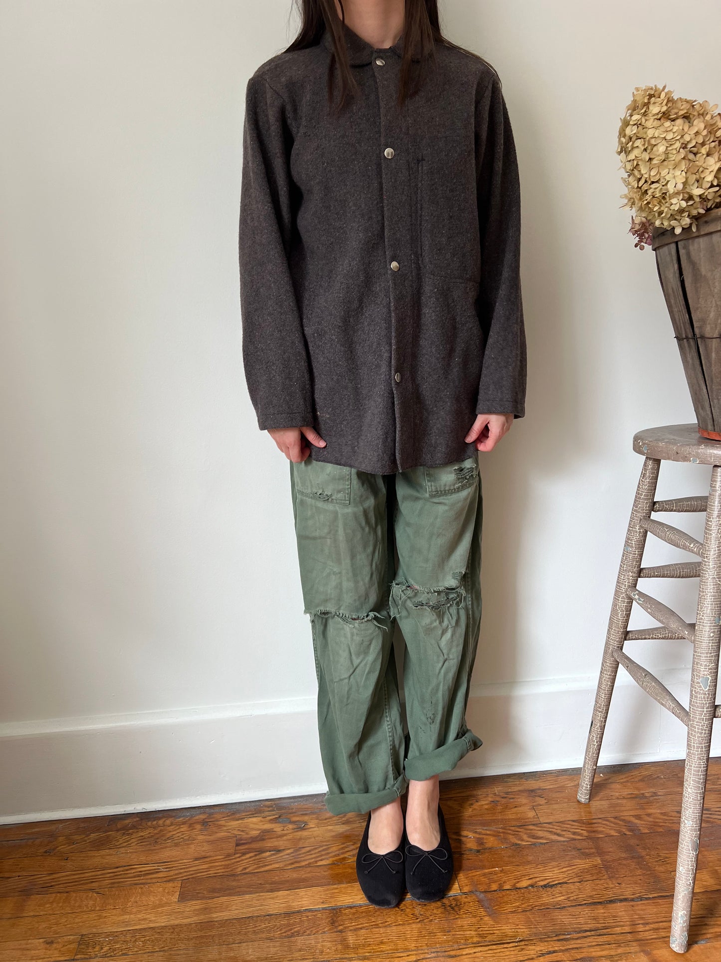 Brown Wool Peter Pan Collar Jacket