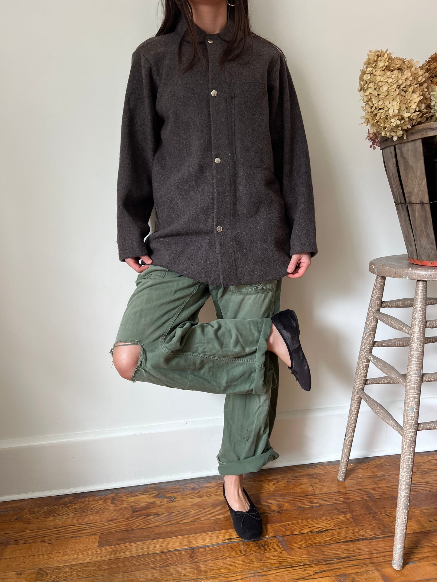 Brown Wool Peter Pan Collar Jacket