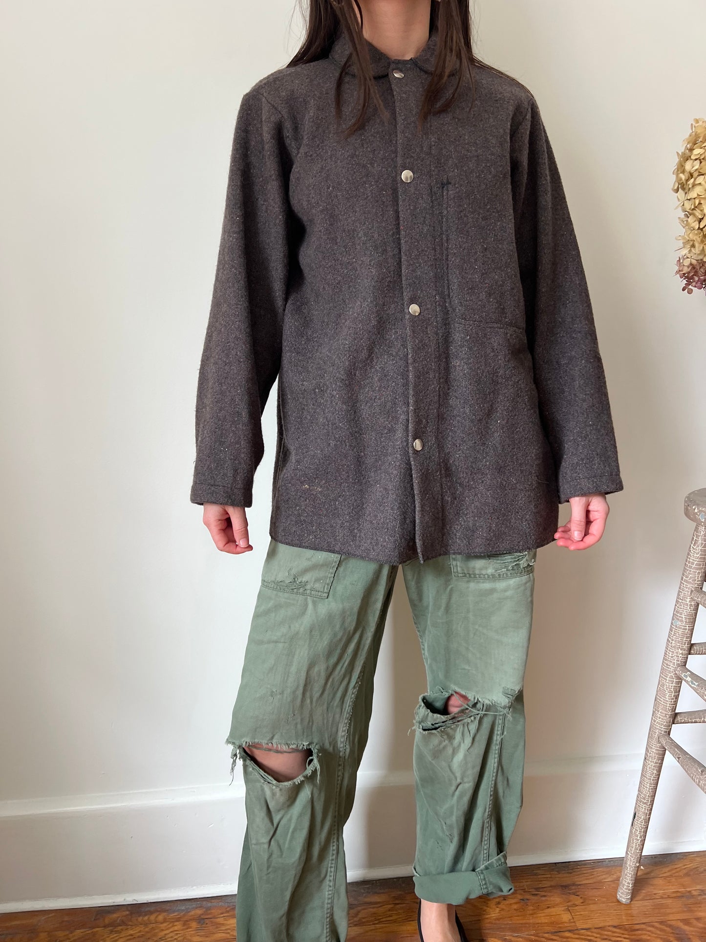 Brown Wool Peter Pan Collar Jacket